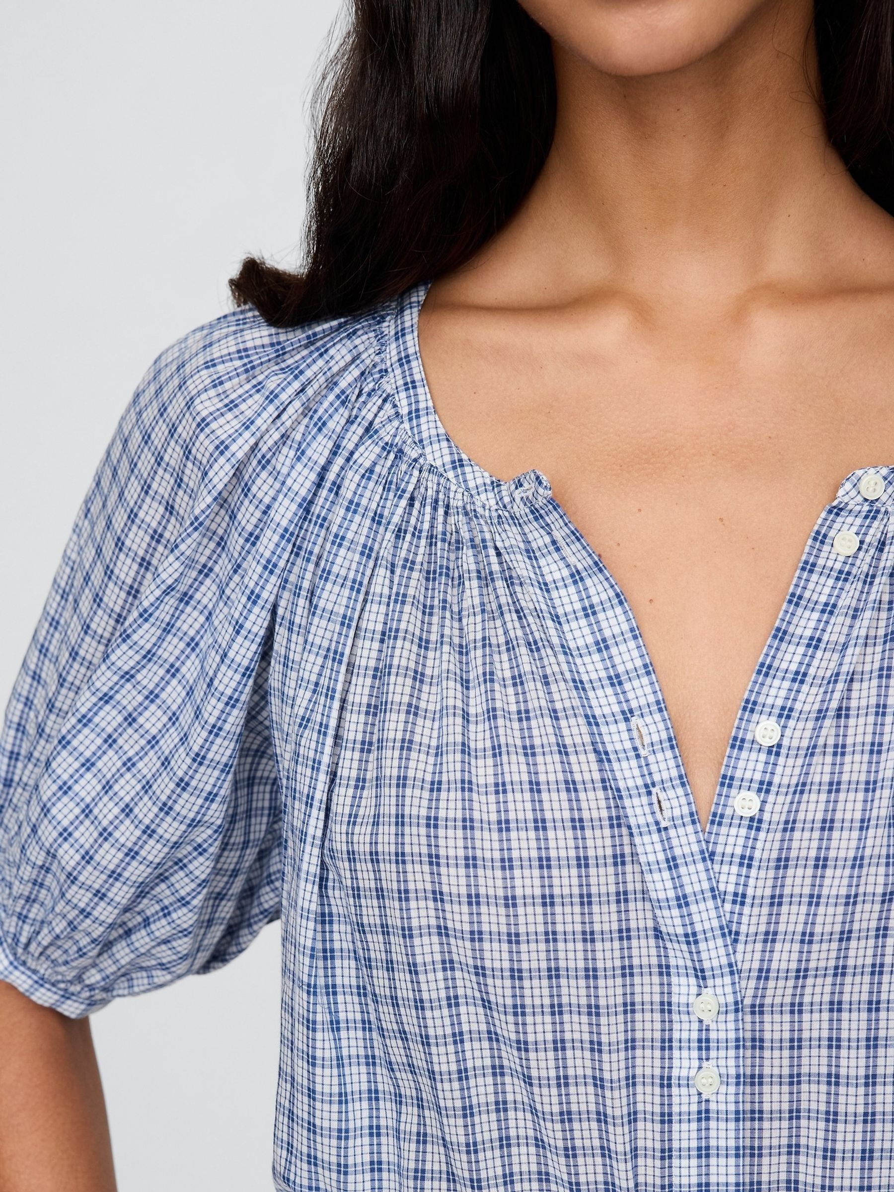 Blue DÔEN Gingham Blouse - Image 4 of 6