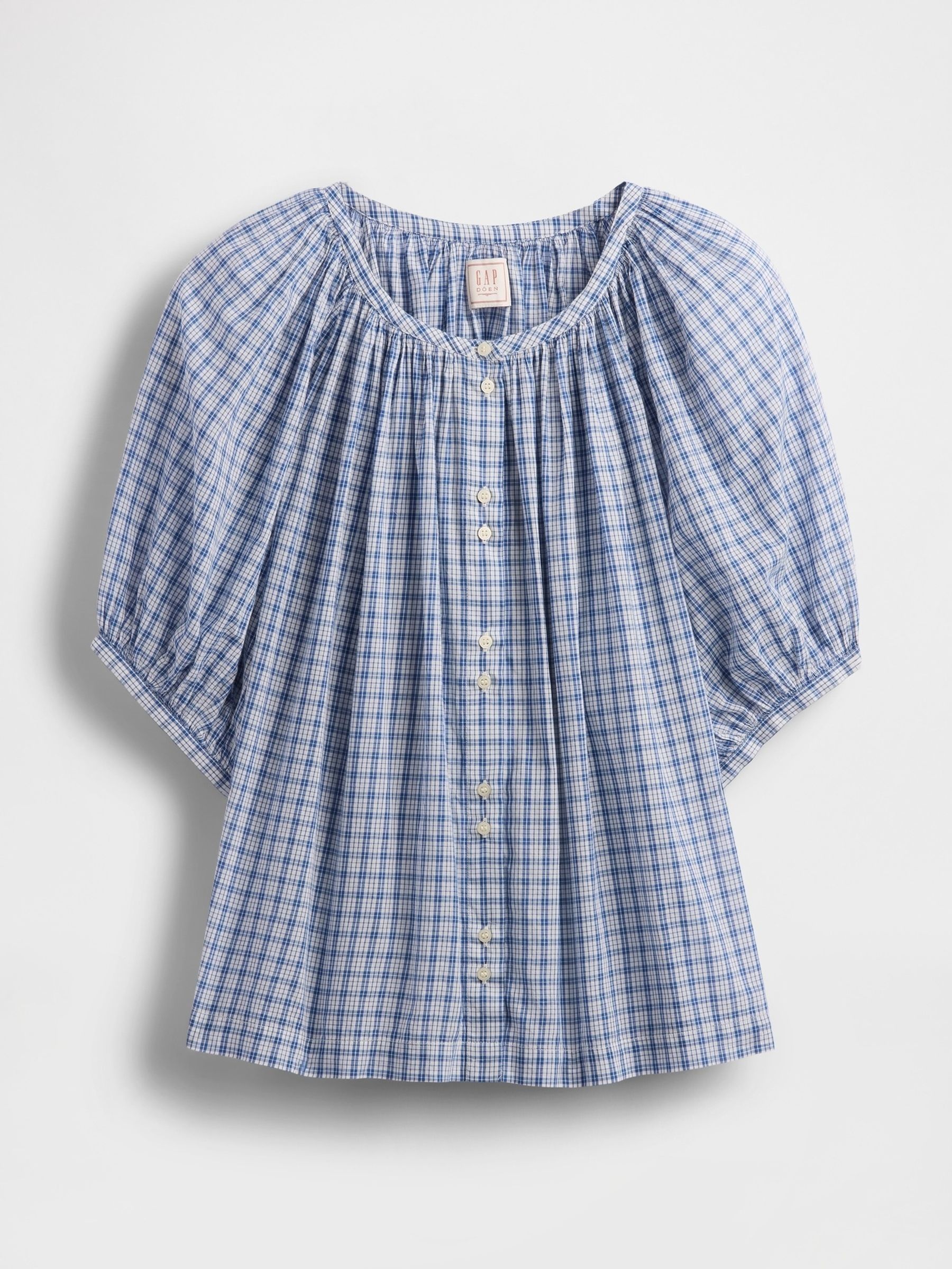 Blue DÔEN Gingham Blouse - Image 5 of 6