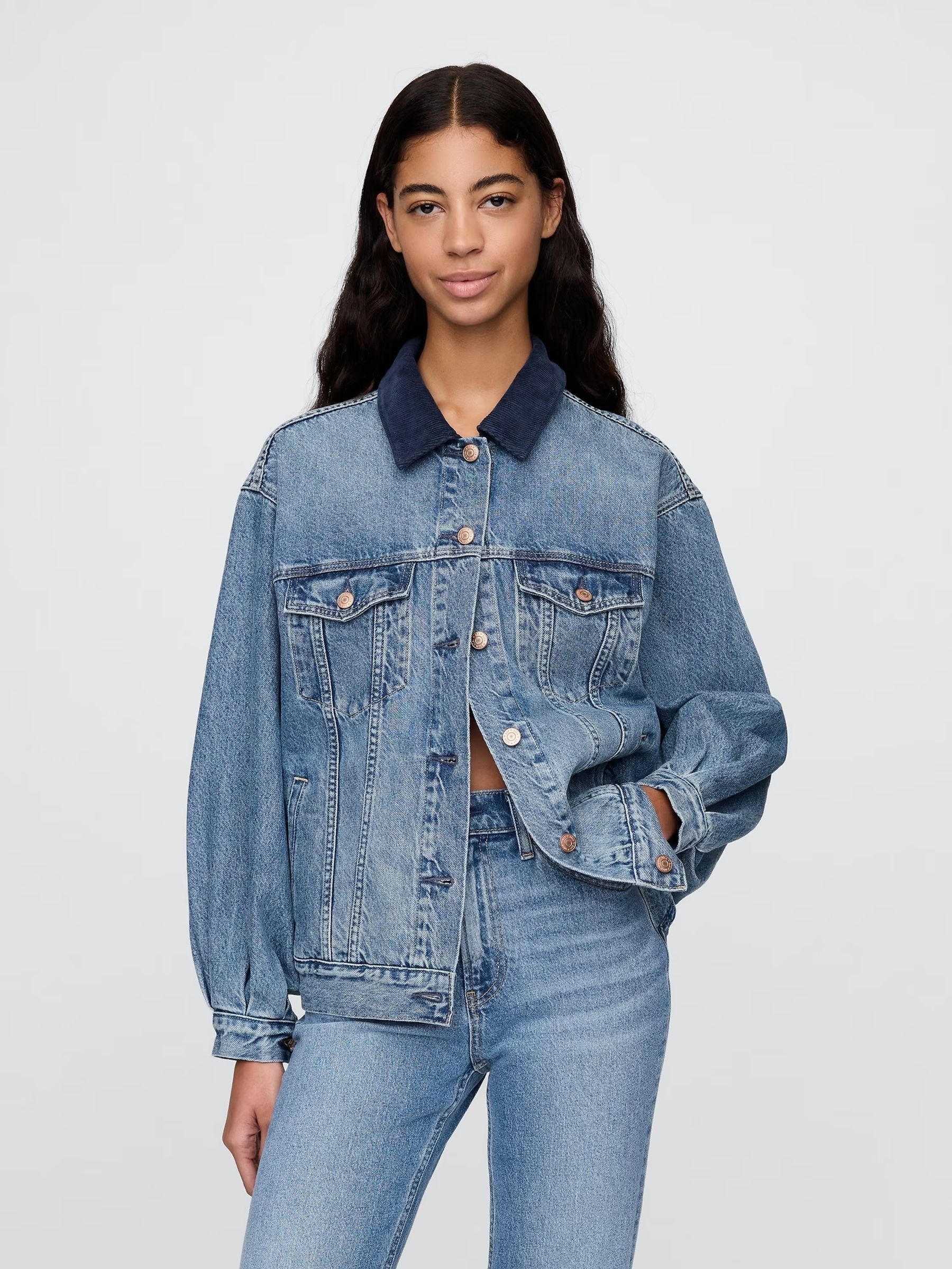 Oversized Denim Gap Womens Jean Jacket Blue DÔEN Oversized Icon