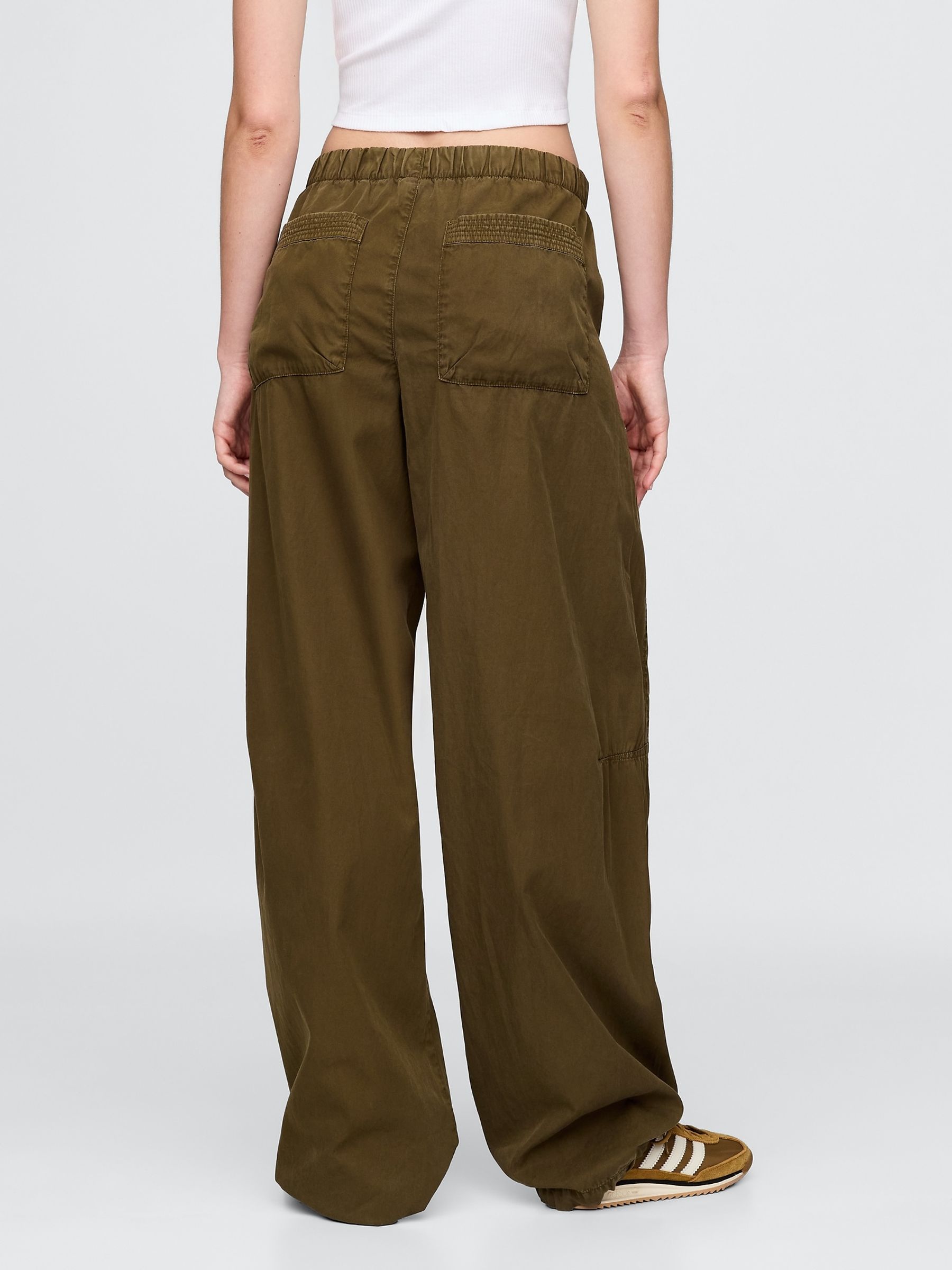 Green Low Waisted Barrel Parachute Trousers - Image 2 of 5