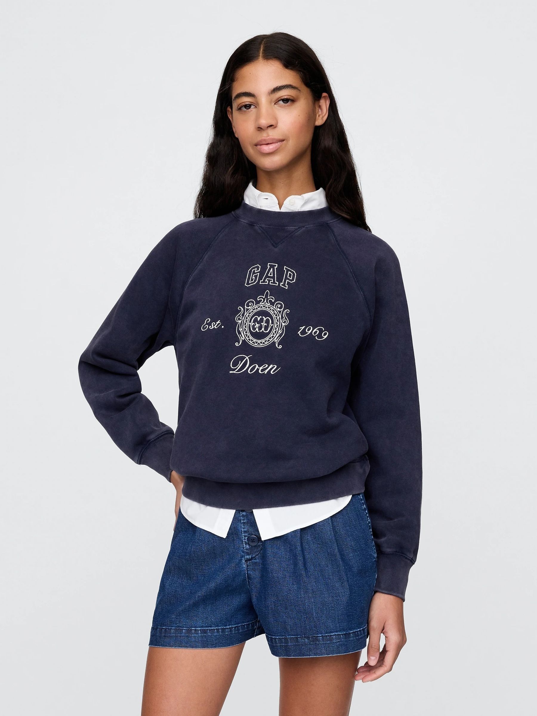 Navy DÔEN VintageSoft Logo Sweatshirt - Image 1 of 7