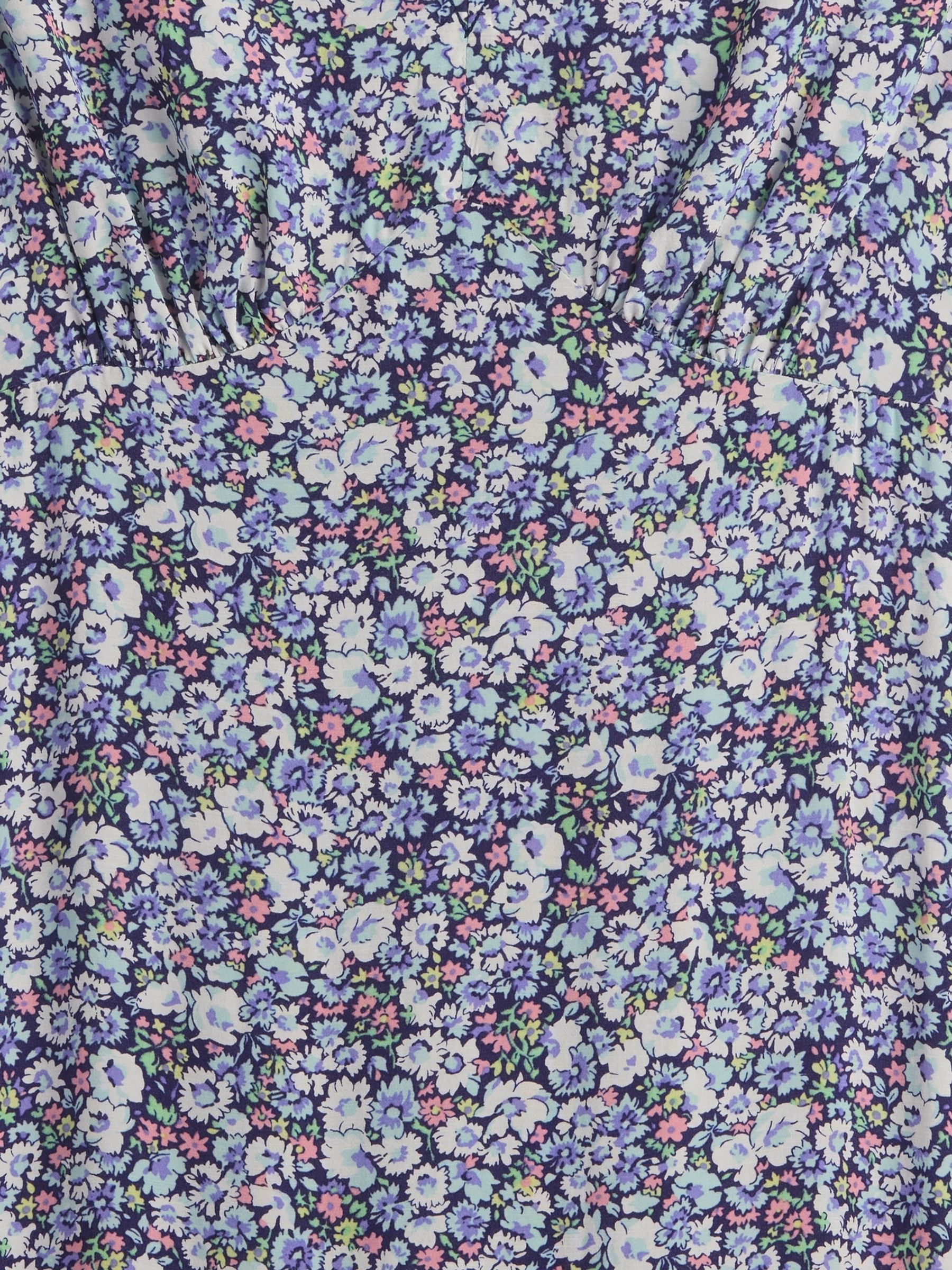 Blue Floral Tiered V-Neck Maxi Dress - Image 6 of 6