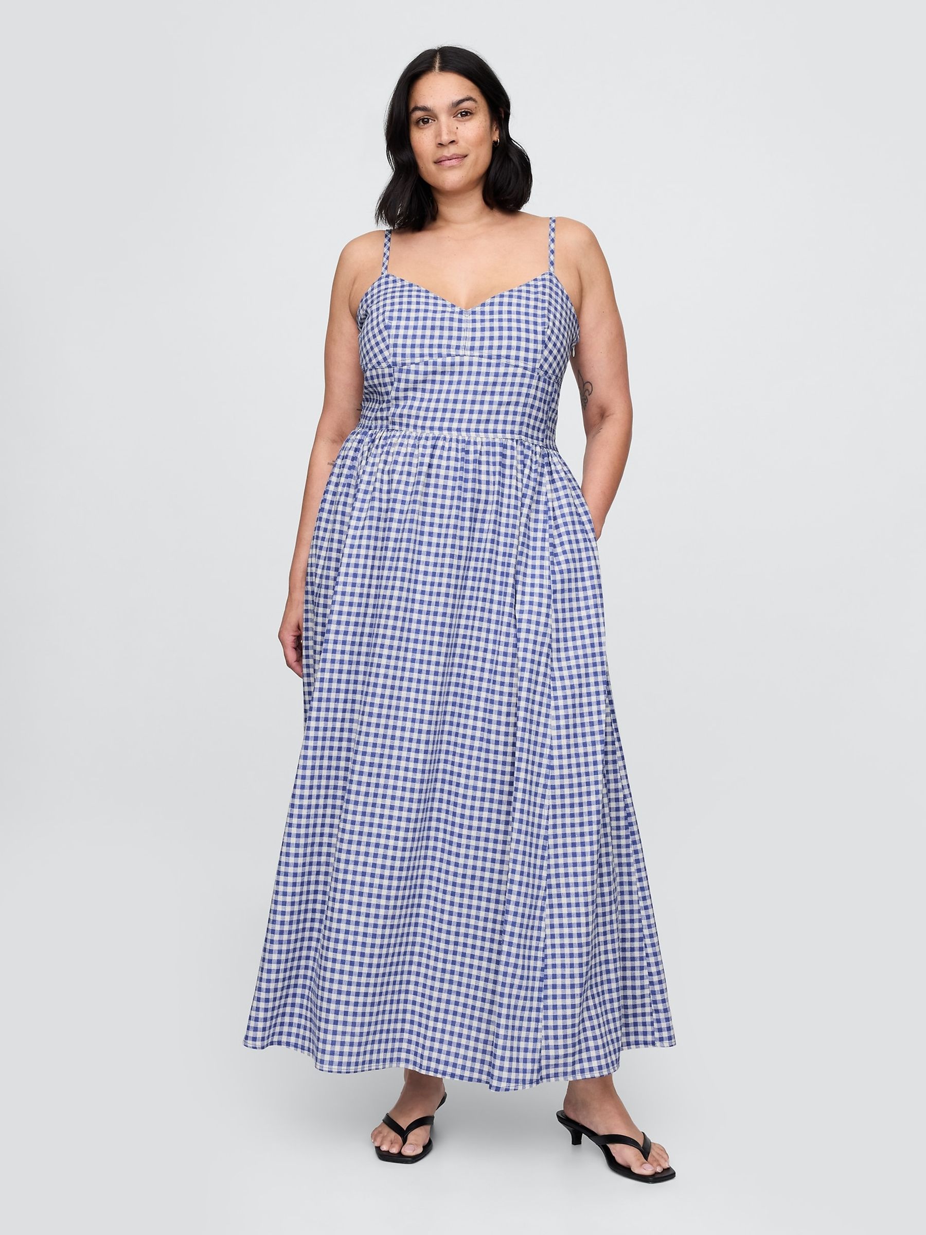 gap blue and white dress Blue/White Gingham Cotton Corset Maxi Summer Color:Cornflower Blue Bed Size_Full drawstring ties at front Sexy Women Mesh Sheer