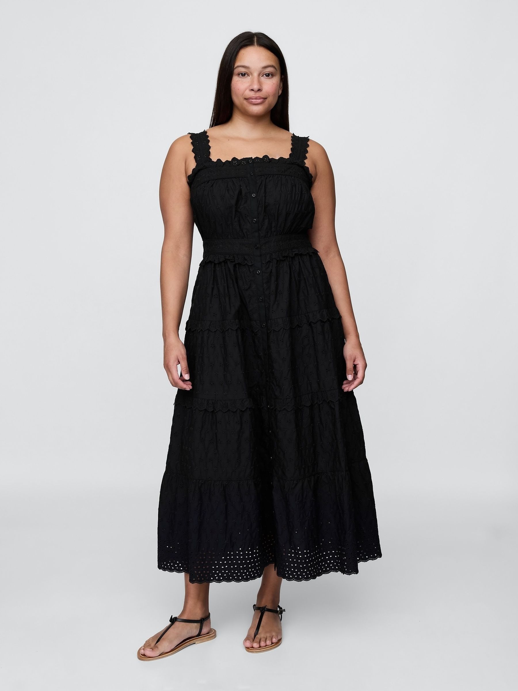 Black DÔEN Eyelet Maxi Dress - Image 3 of 7