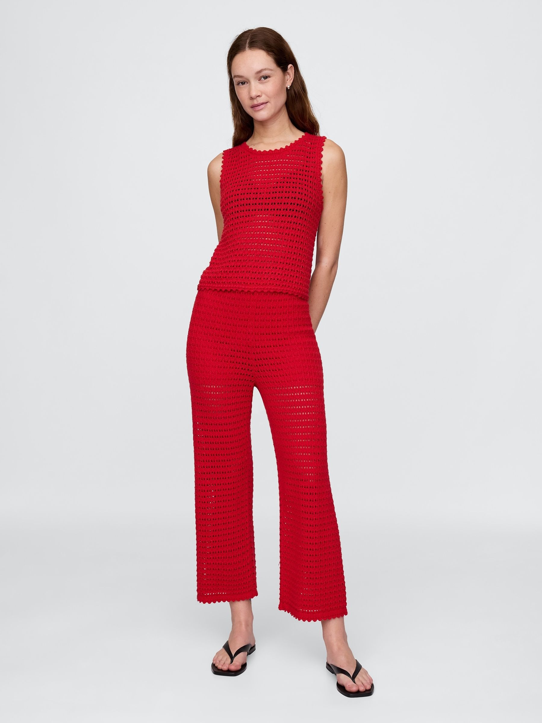 Red 100% Cotton Crochet Vest - Image 3 of 5