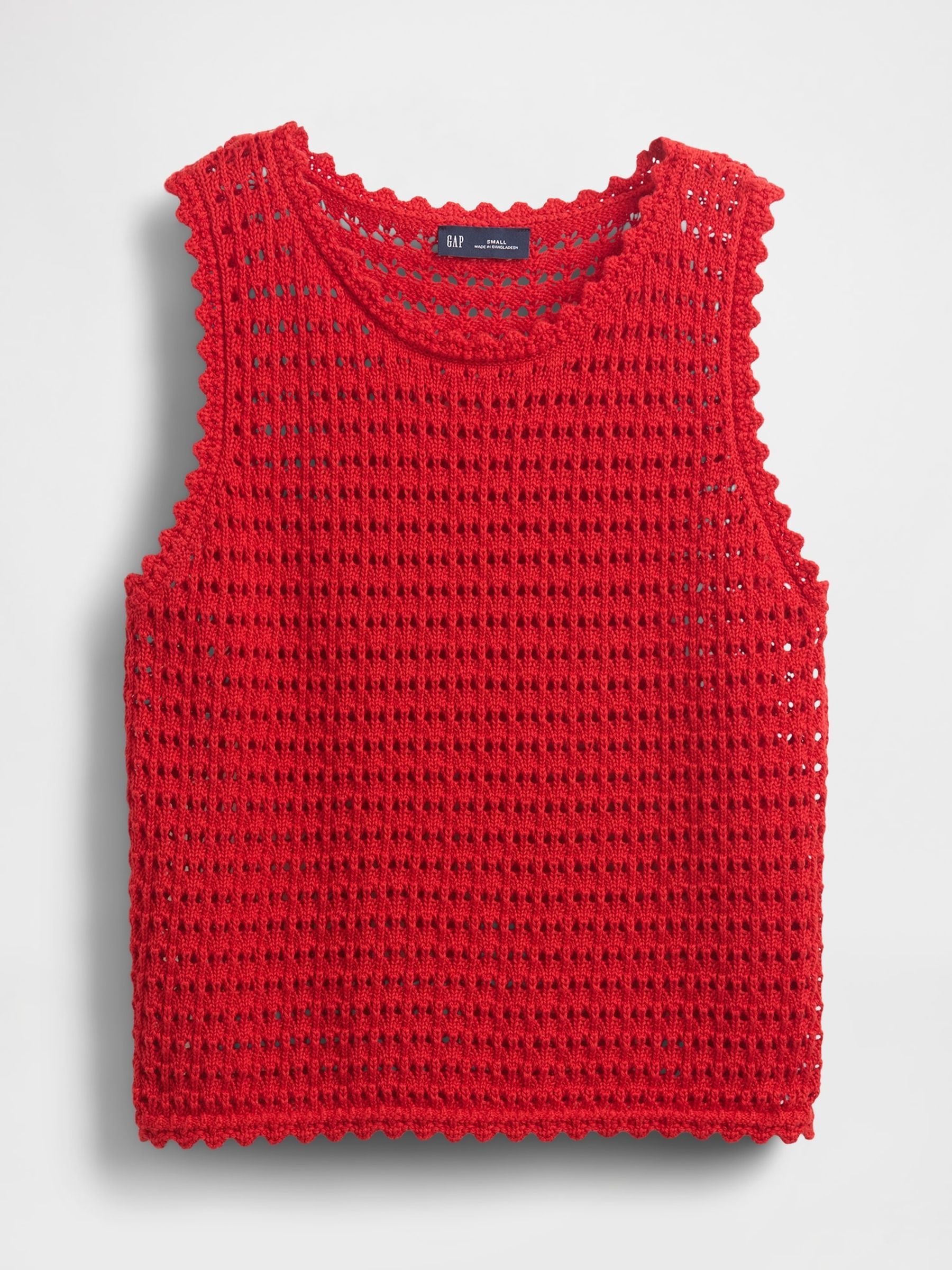 Red 100% Cotton Crochet Vest - Image 4 of 5