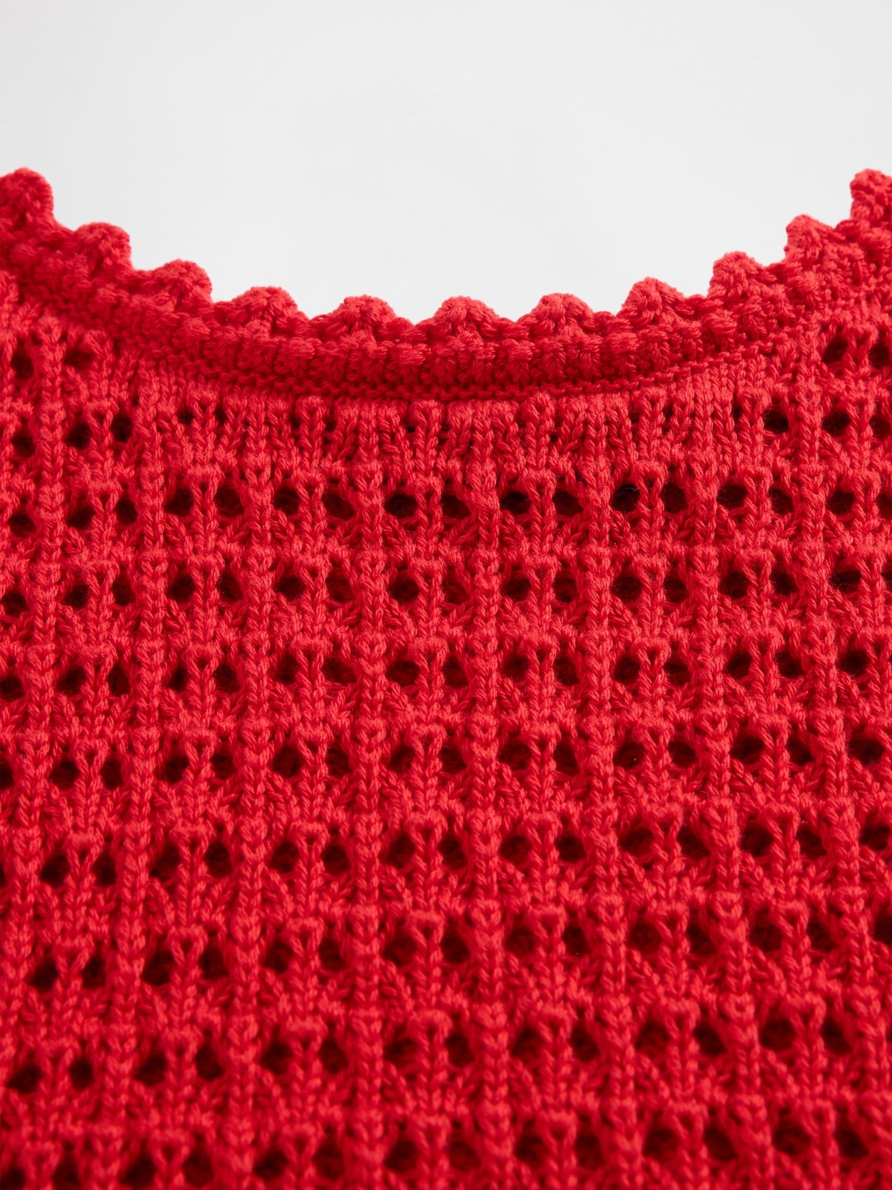 Red 100% Cotton Crochet Vest - Image 5 of 5