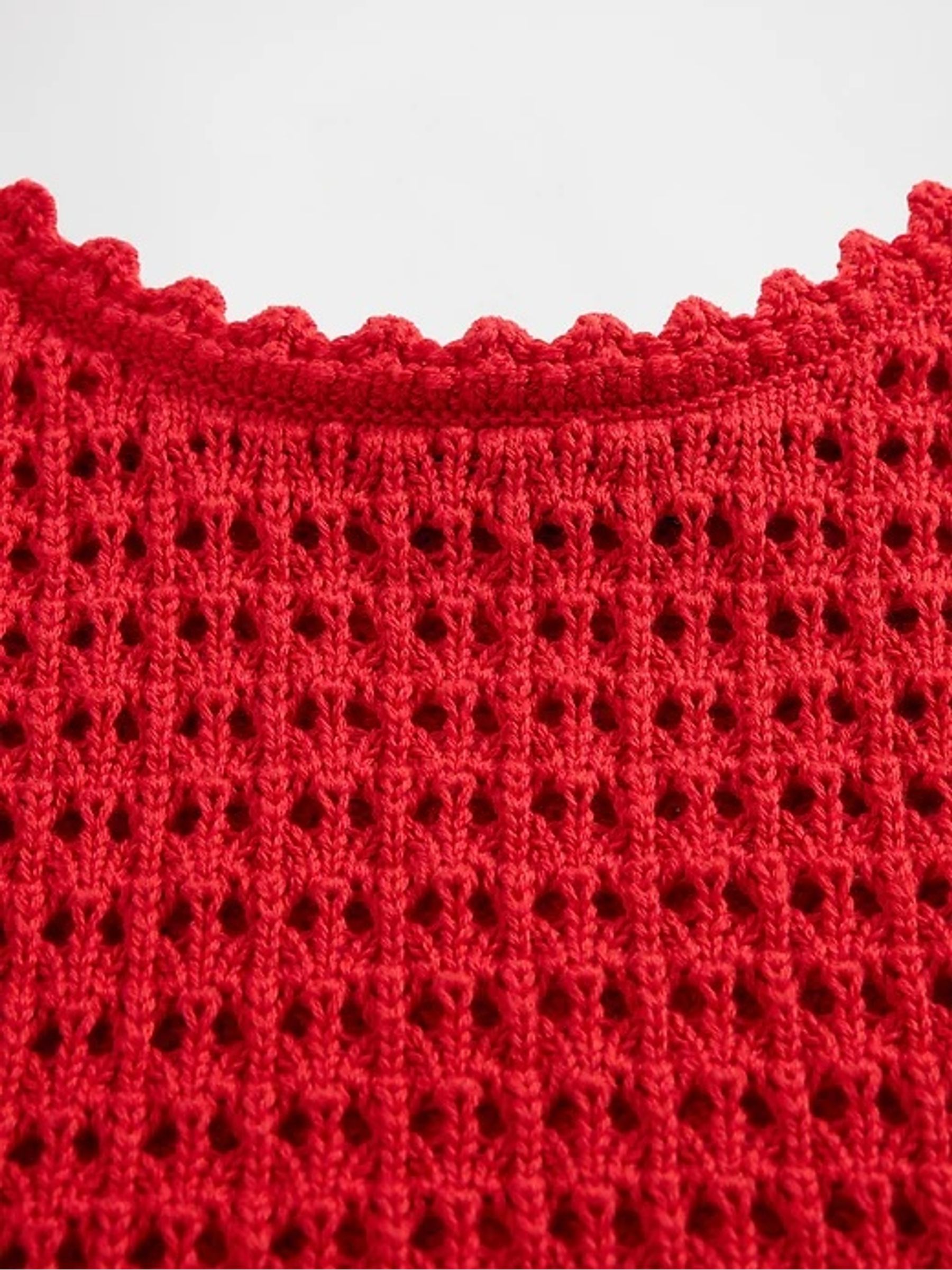 Red Cotton Crochet Vest Top - Image 5 of 5 Red Cotton Crochet Vest Top - Image 5 of 5