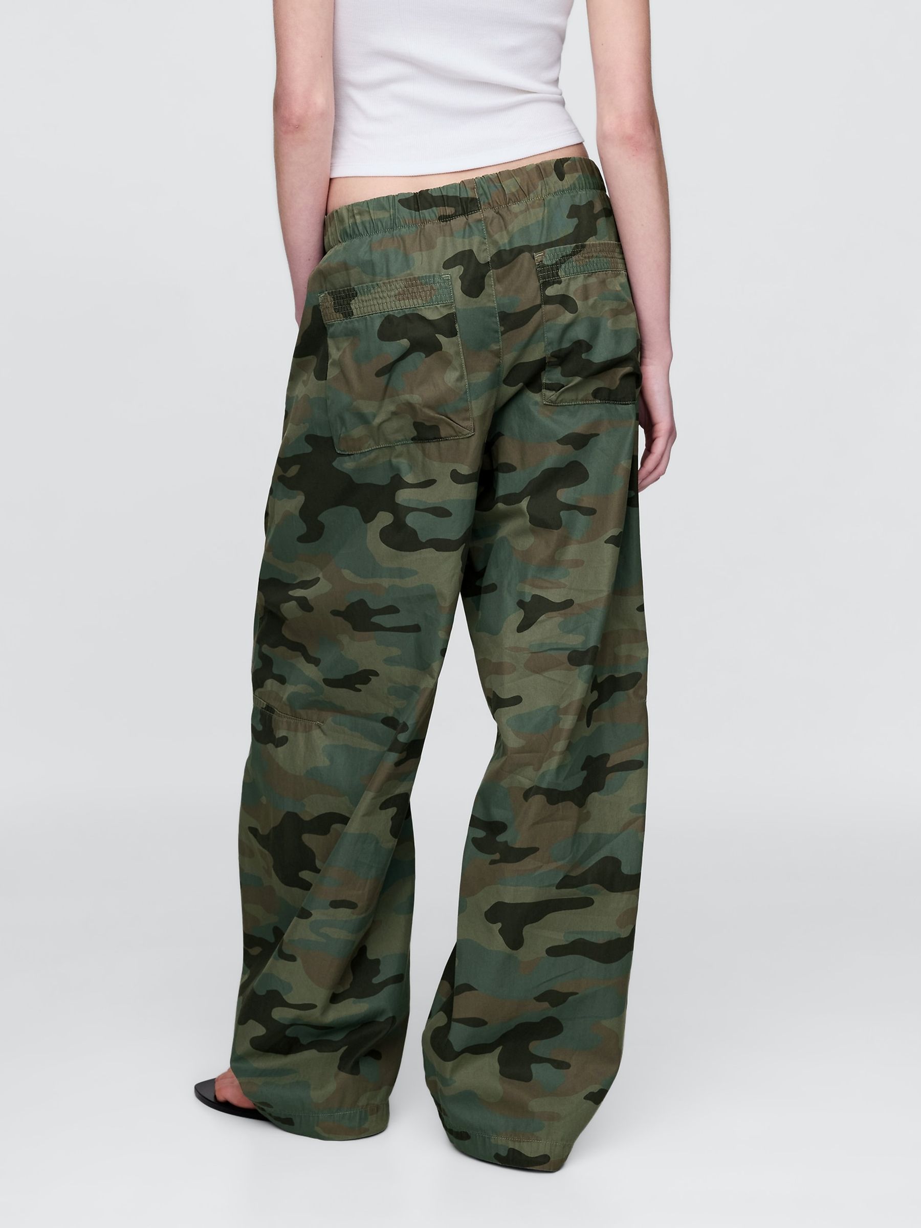 Green Camo Low Waisted Barrel Parachute Trousers - Image 2 of 5