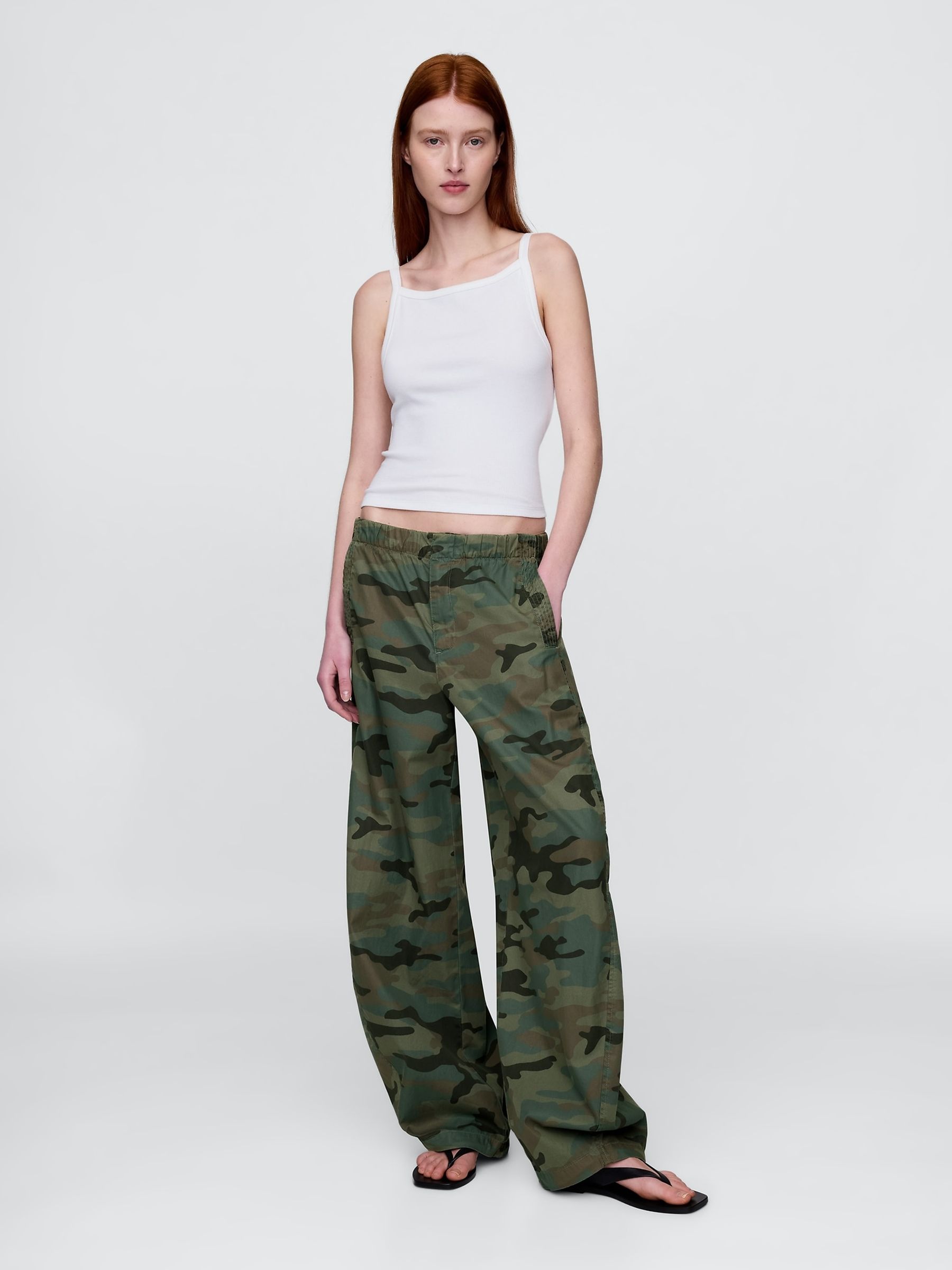 Green Camo Low Waisted Barrel Parachute Trousers - Image 4 of 5