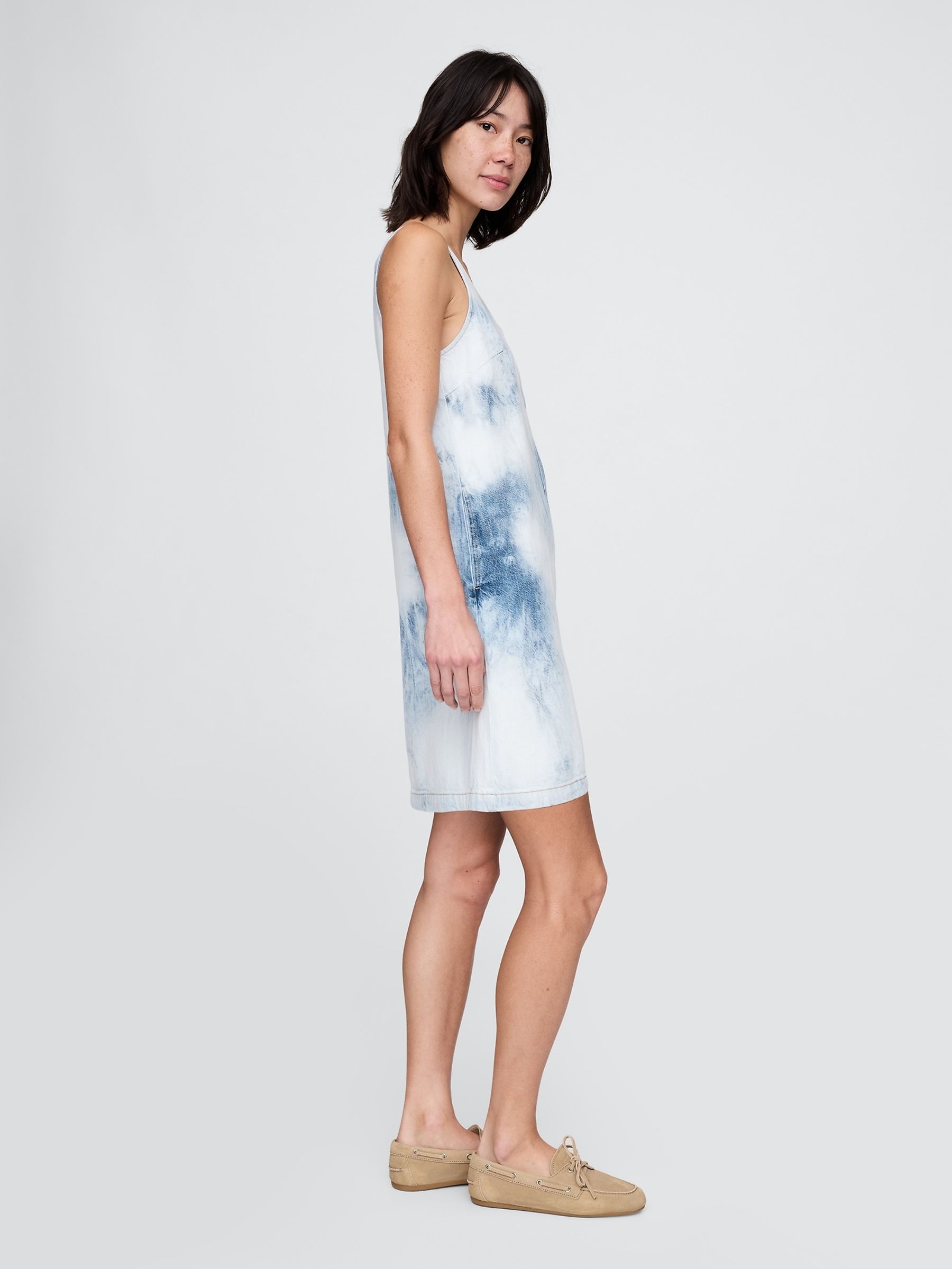 Blue UltraSoft V-Neck Denim Mini Summer Dress - Image 3 of 5
