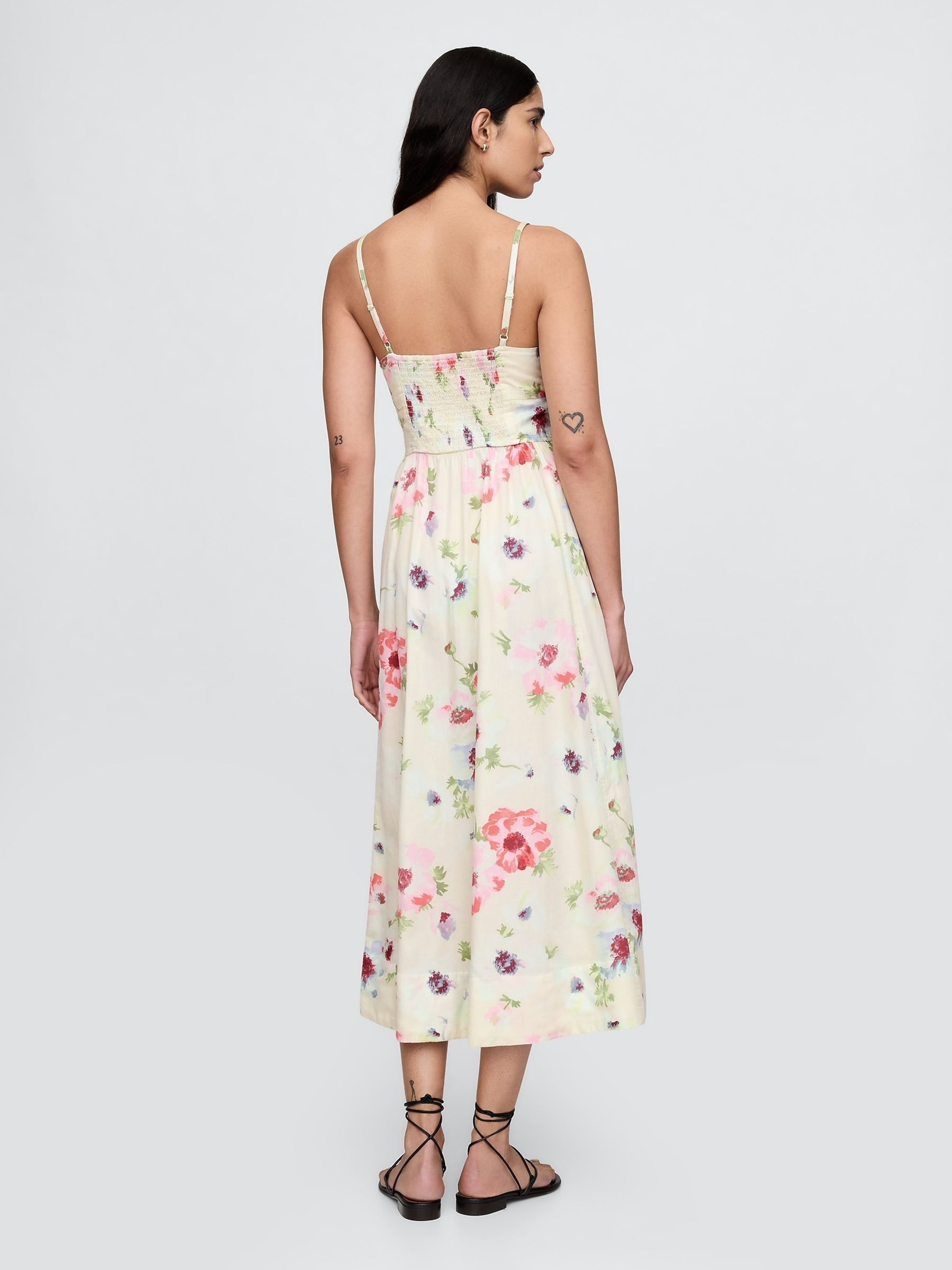 Cream Floral Cotton Corset Maxi Summer Dress - Image 2 of 5