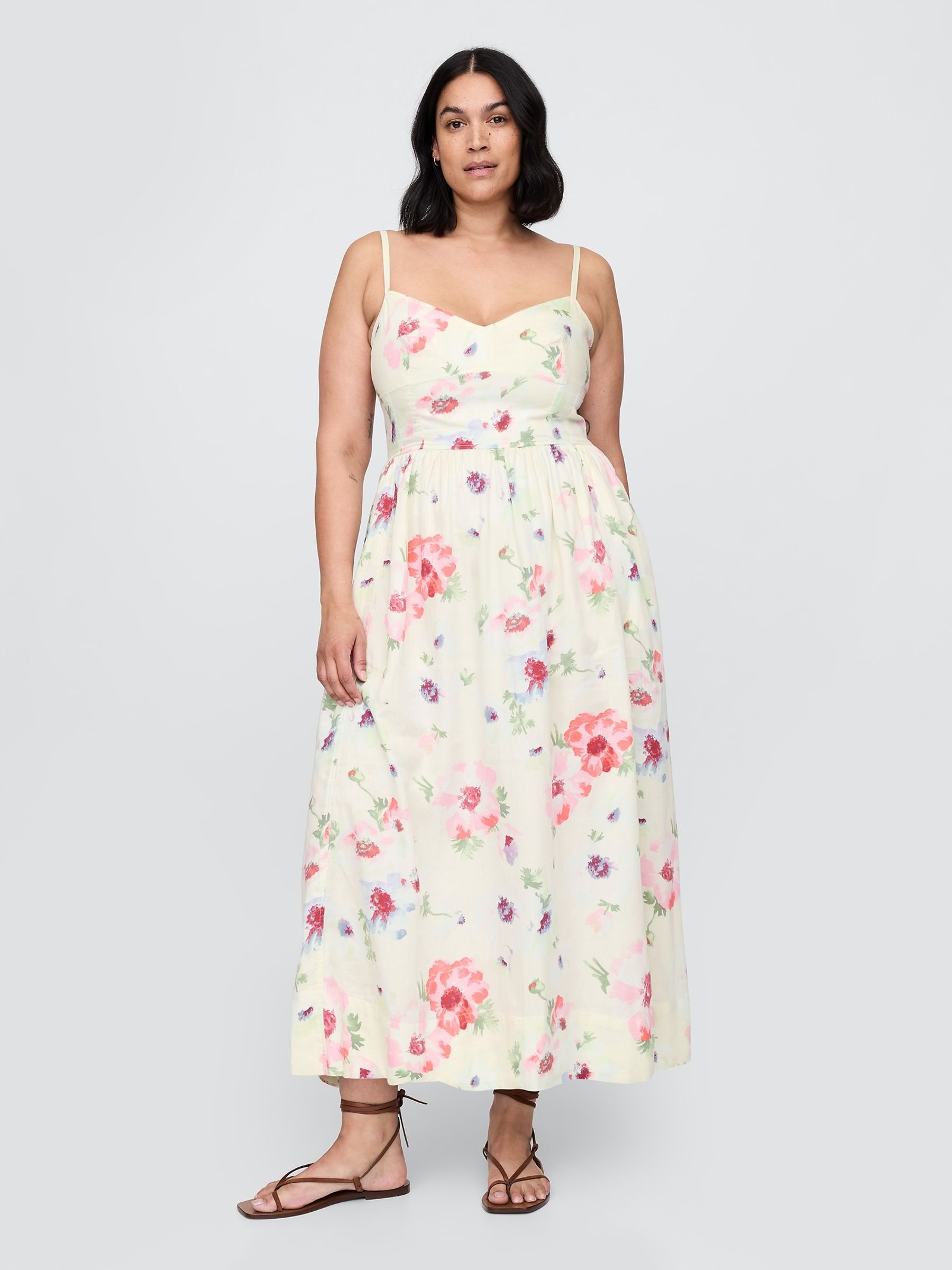 Cream Floral Cotton Corset Maxi Summer Dress - Image 3 of 5