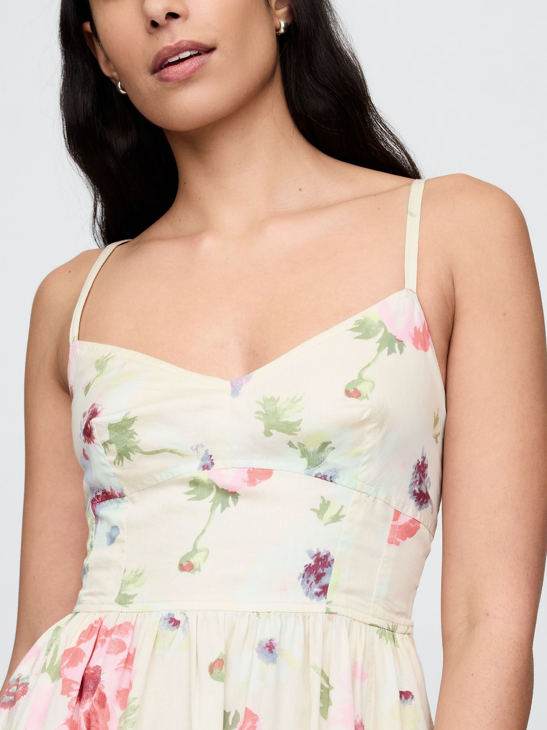 Cream Floral Cotton Corset Maxi Summer Dress - Image 5 of 5