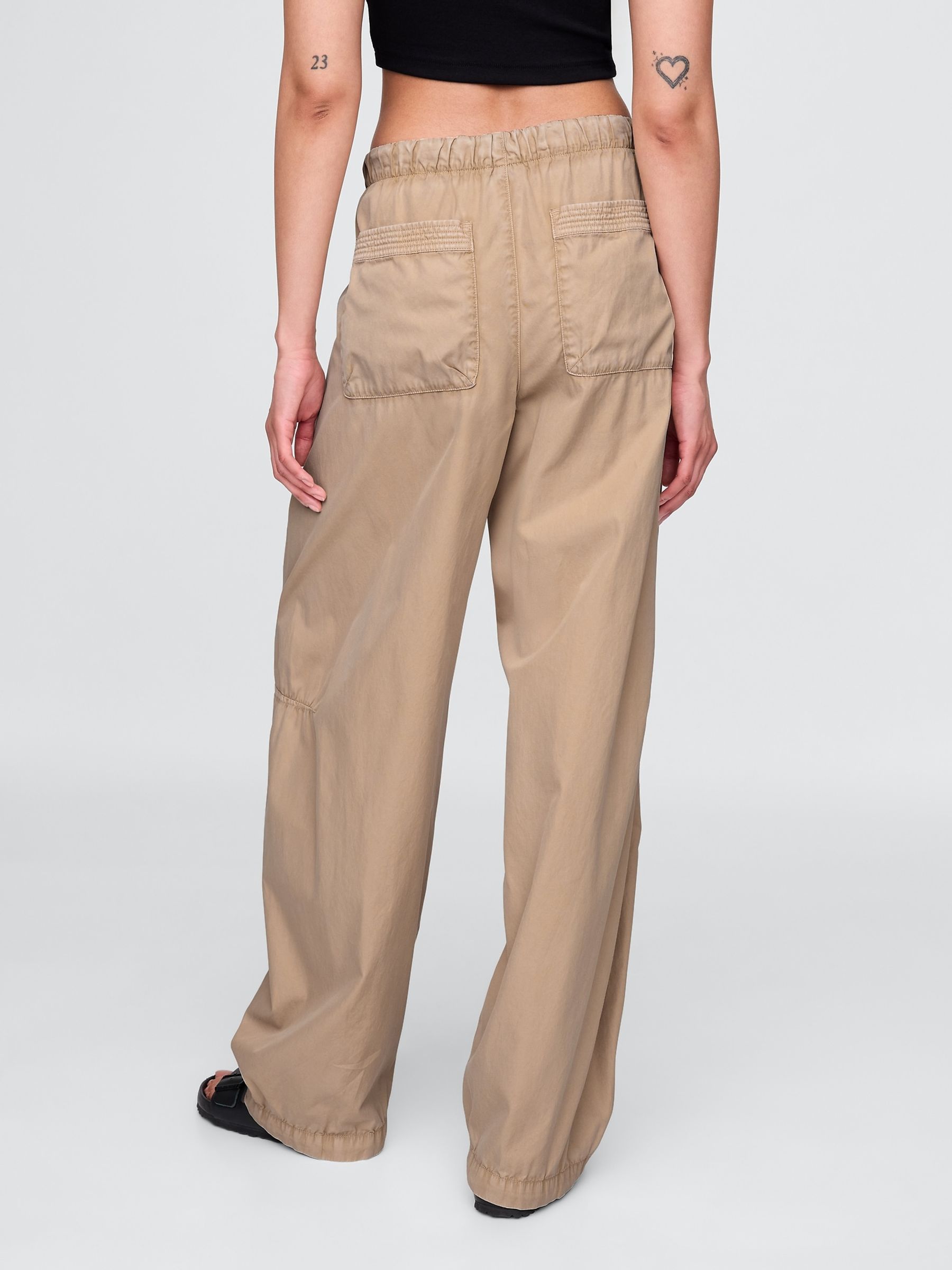 Cream Low Waisted Barrel Parachute Trousers - Image 2 of 5