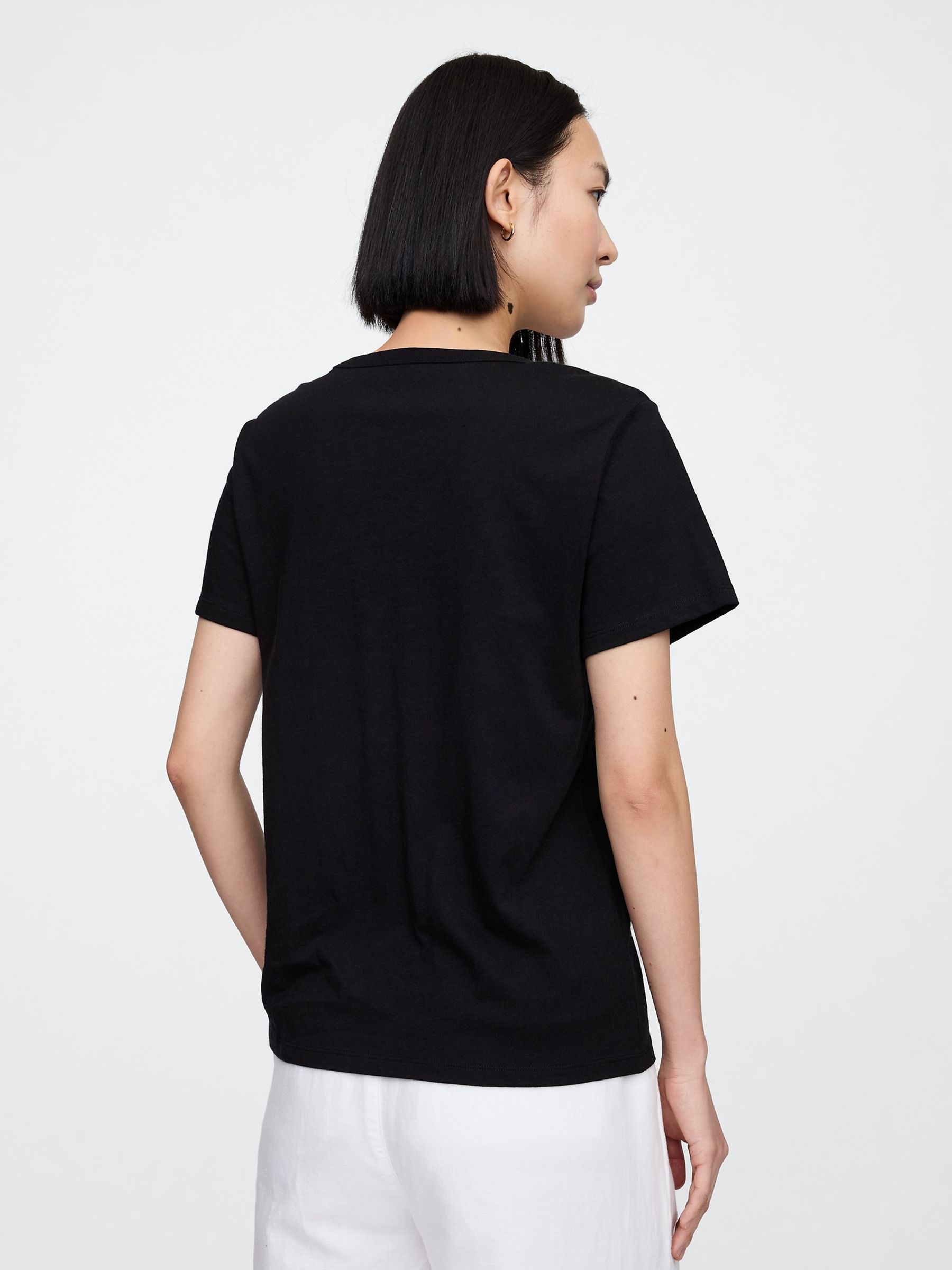 Black V-Neck Favourite Cotton Short Sleeve T-Shirt - Image 2 of 5