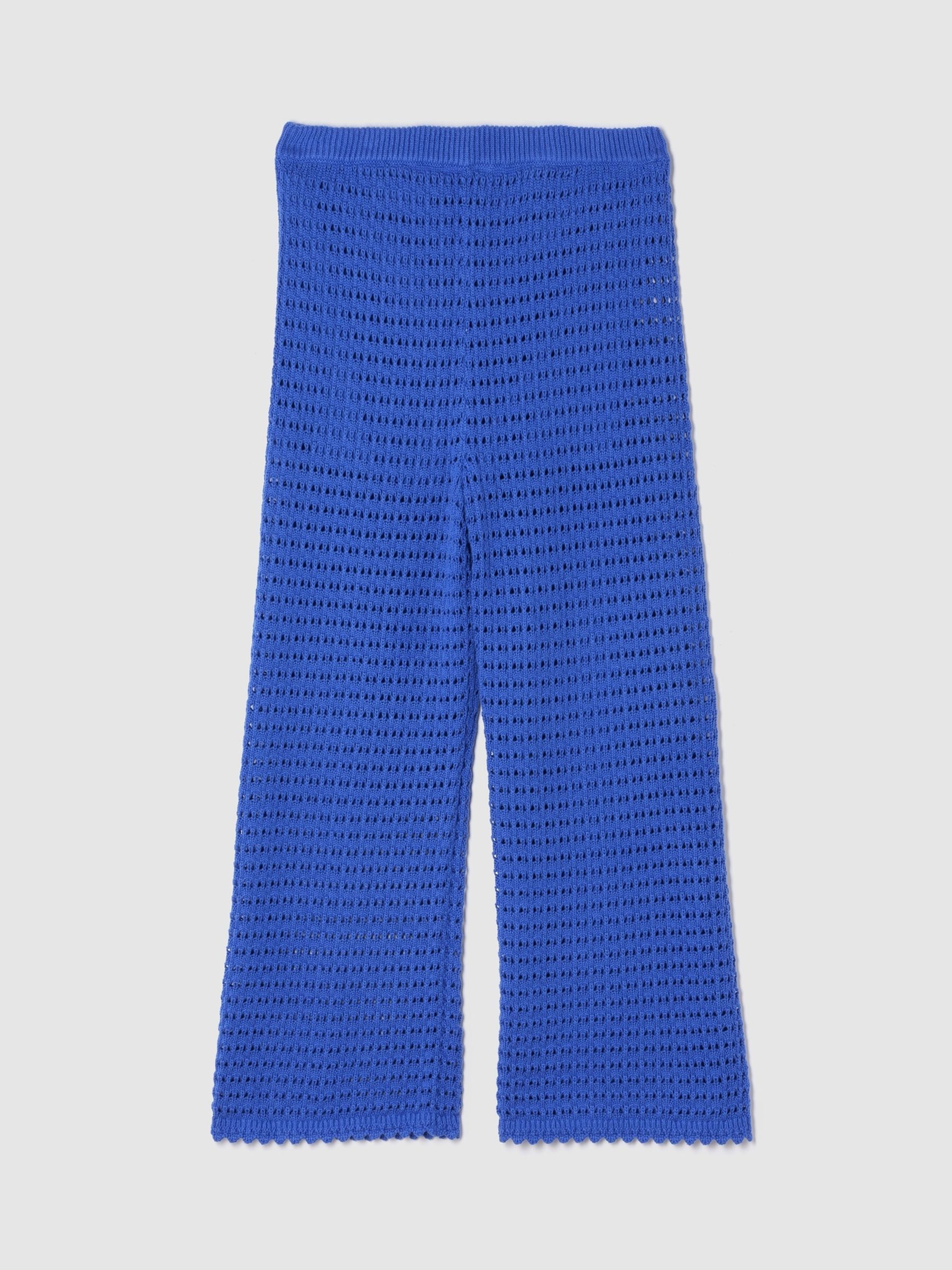 Blue 100% Cotton Crochet Ankle Trousers - Image 2 of 2