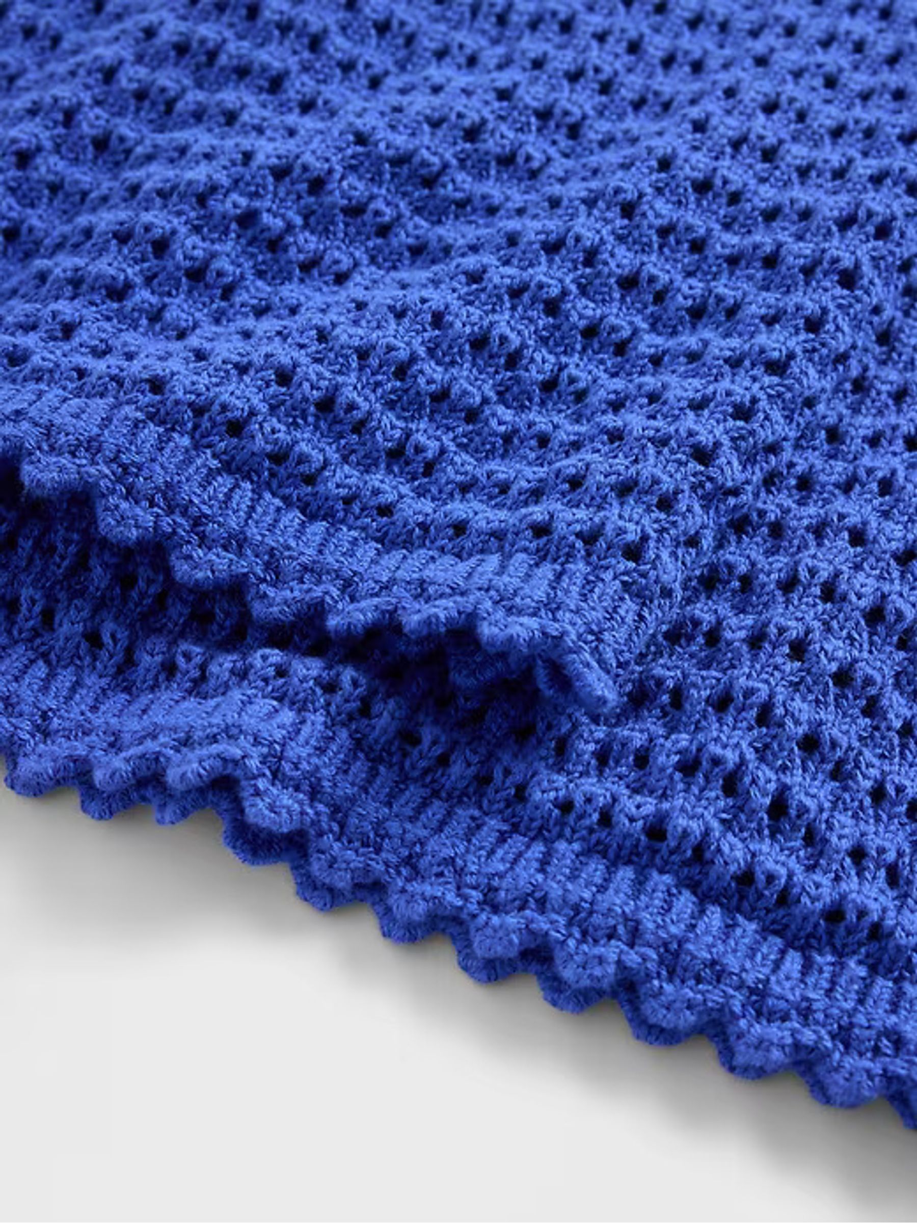 Blue 100% Cotton Crochet Cropped Trousers - Image 7 of 7