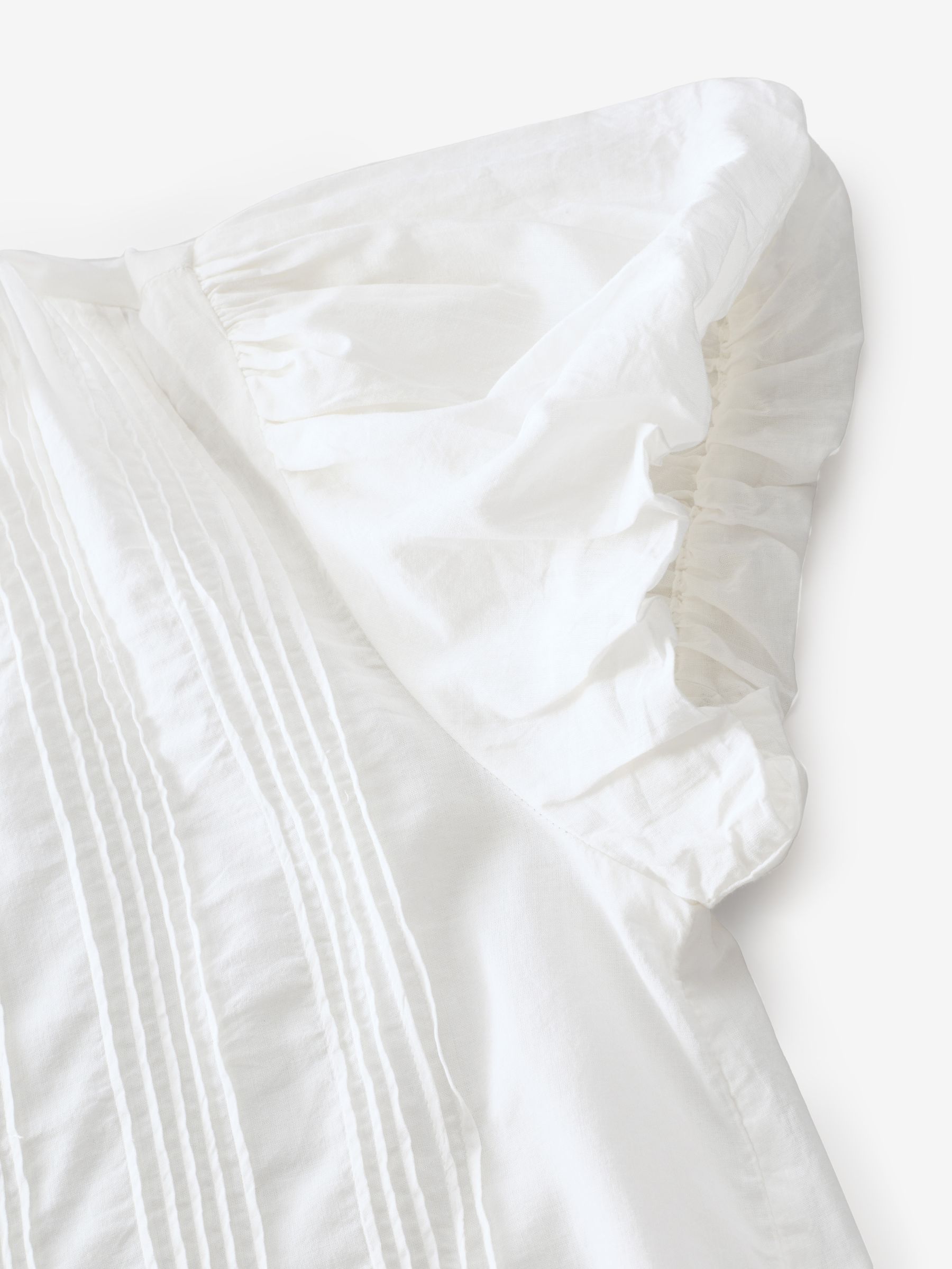 White Cotton Button Through Bubble-Sleeve Top - Image 8 of 8
