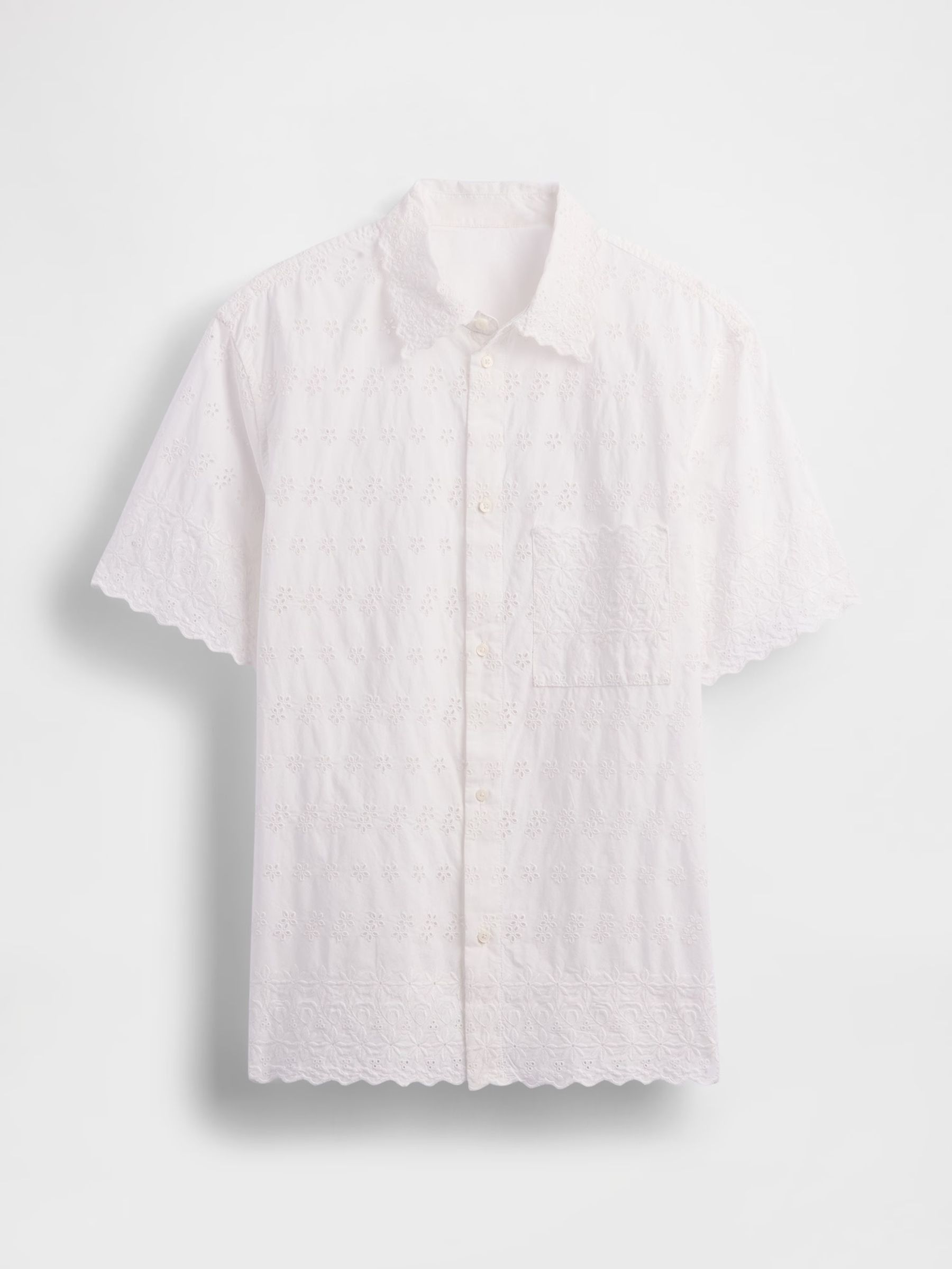 White DÔEN Eyelet Short Sleeve Shirt - Image 6 of 7