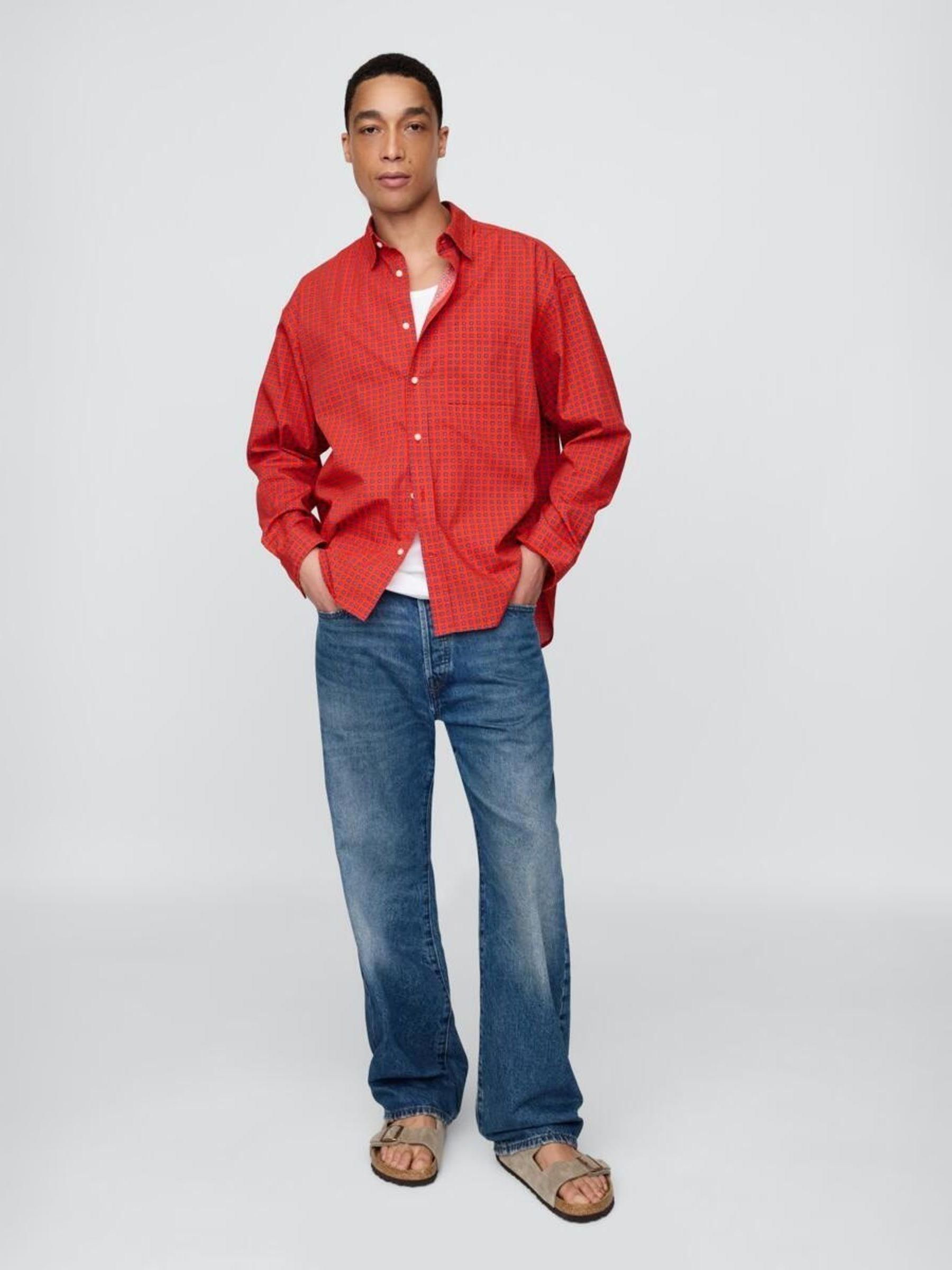 Red DÔEN Poplin Big Shirt - Image 3 of 5