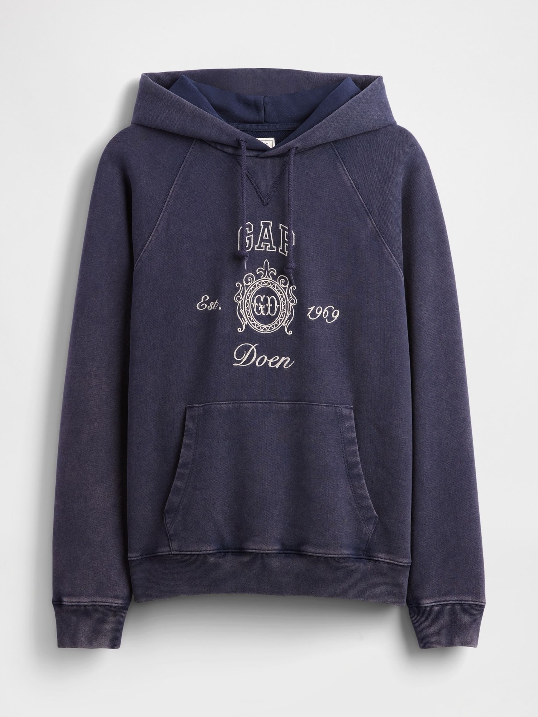 Navy/Blue DÔEN Heavyweight Raglan Logo Hoodie - Image 5 of 6