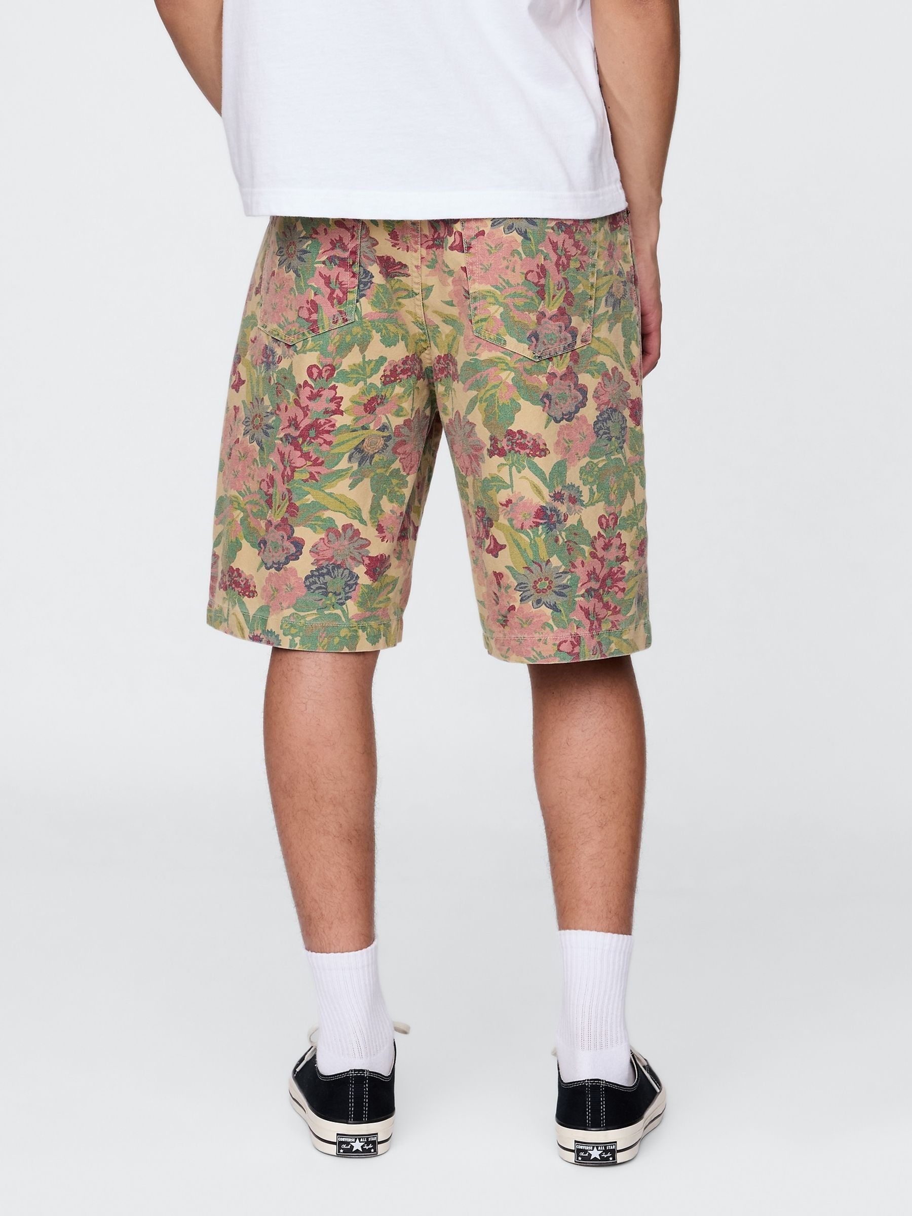 Green Floral Canvas Shorts - Image 2 of 9