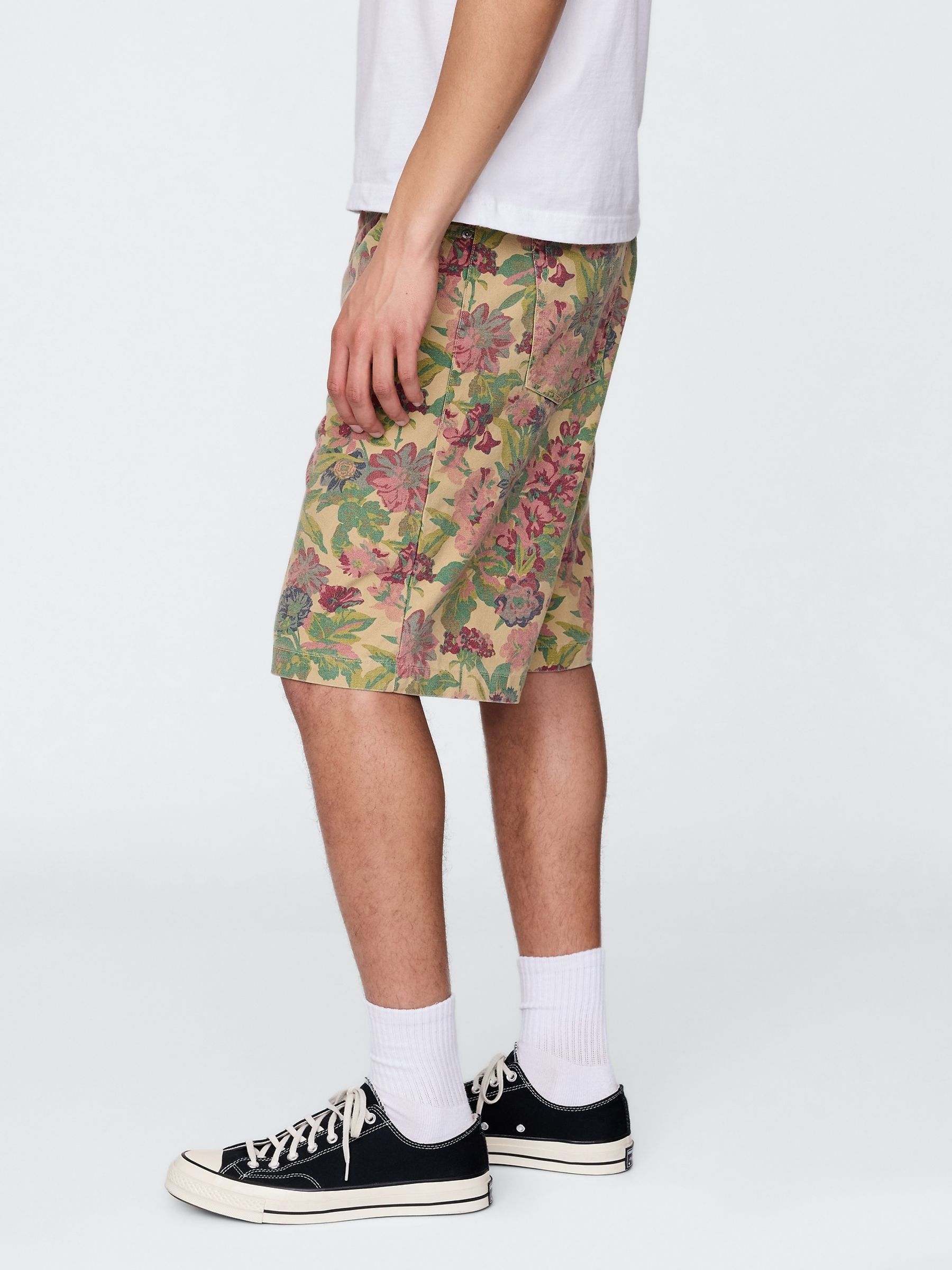 Green Floral Canvas Shorts - Image 3 of 9