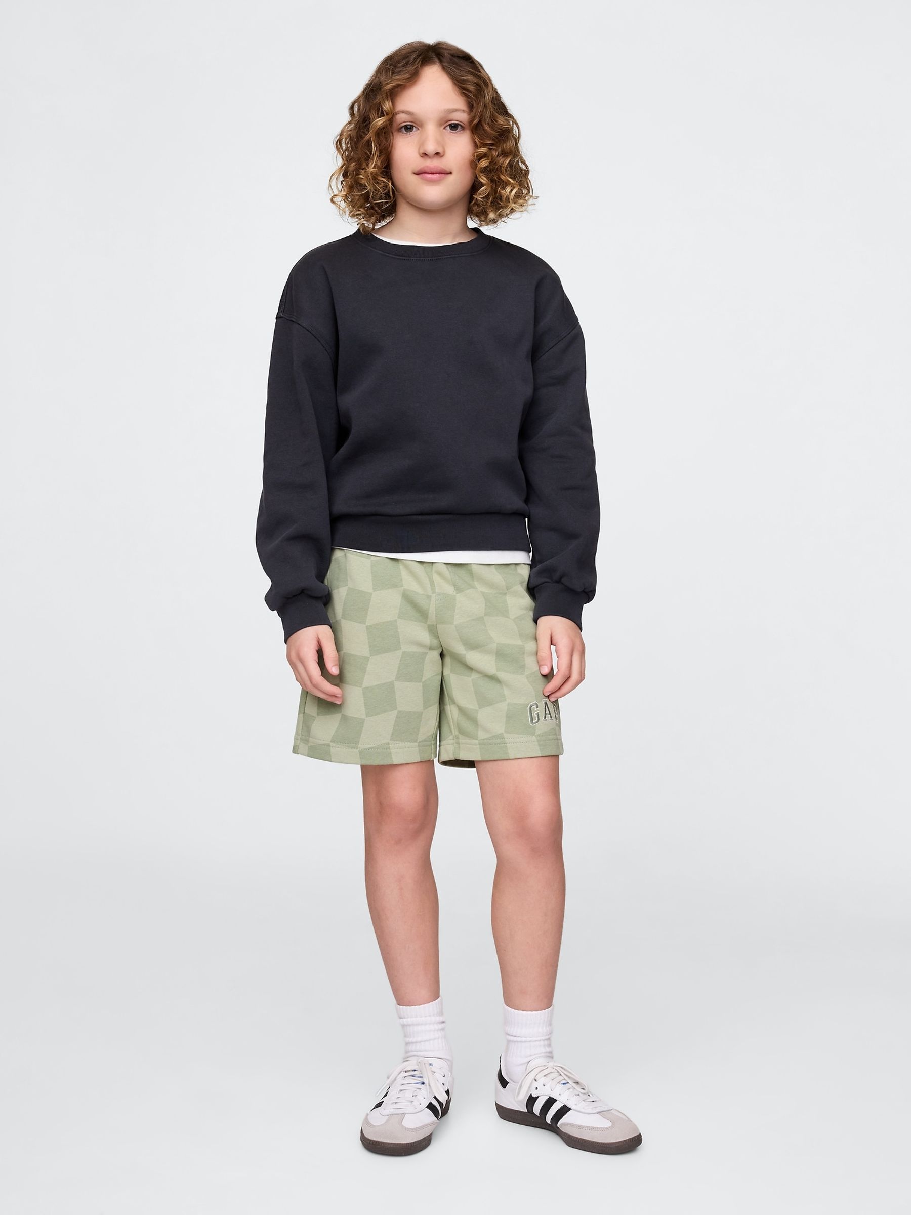 Green Gingham Relaxed Logo Pull On Shorts (4-13yrs) - Image 3 of 5