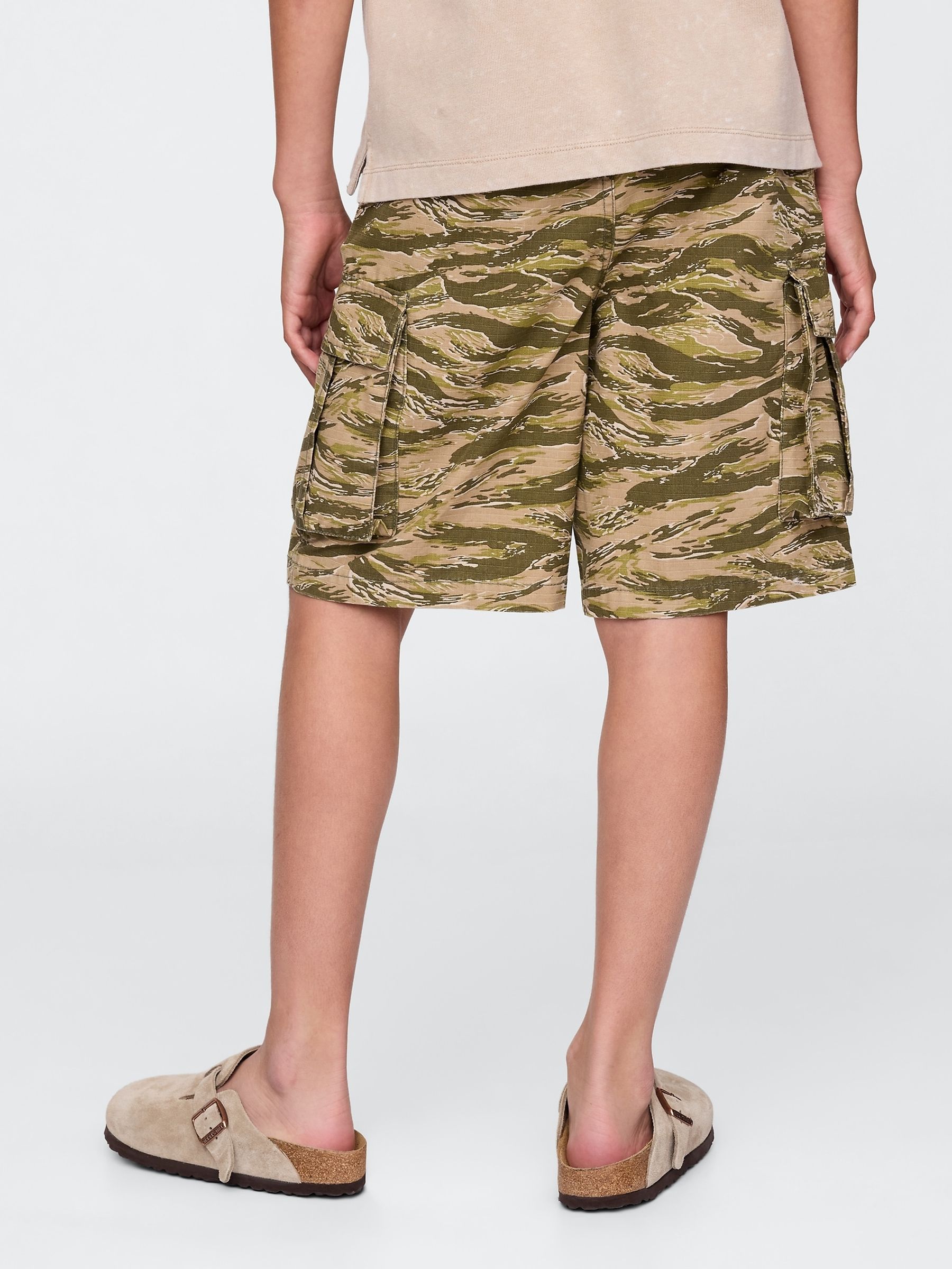 Green Camo 7.5" Ripstop Easy Cargo Shorts (4-13yrs) - Image 2 of 5