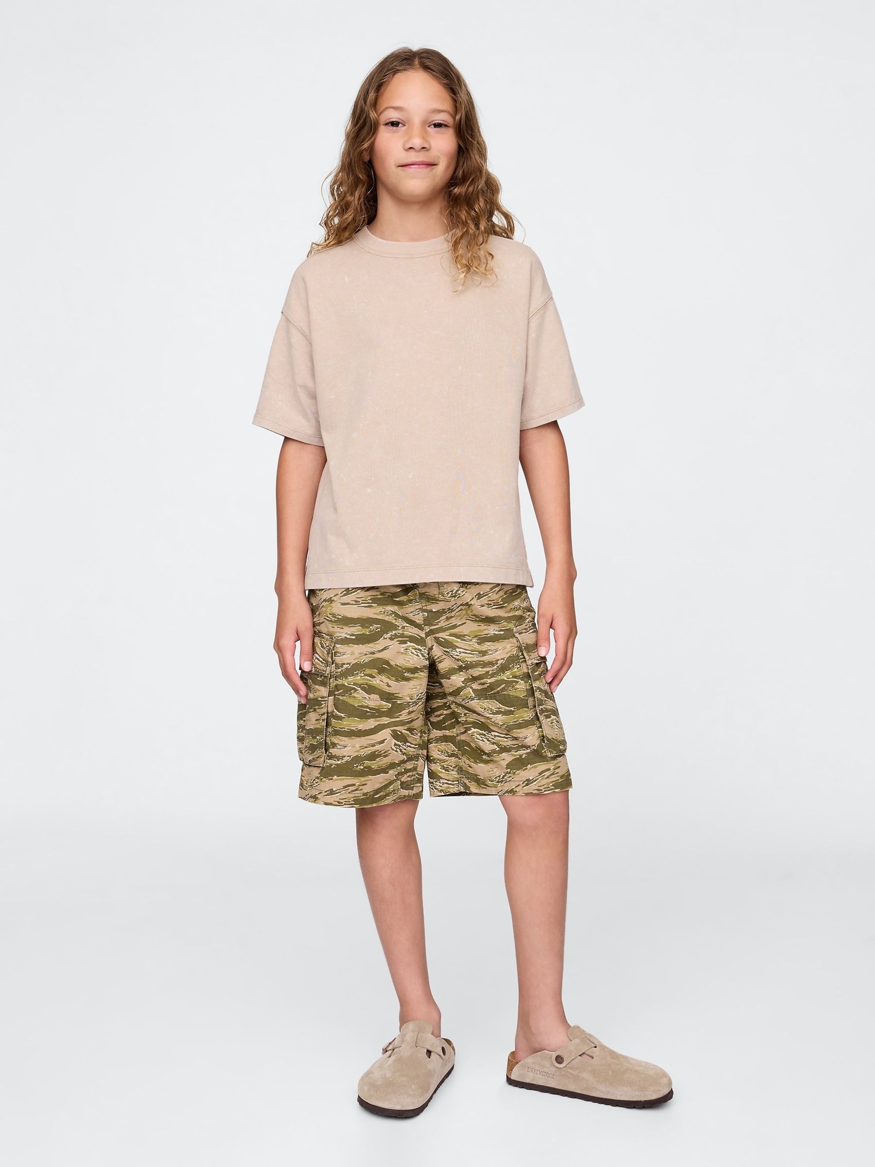 Green Camo 7.5" Ripstop Easy Cargo Shorts (4-13yrs) - Image 3 of 5