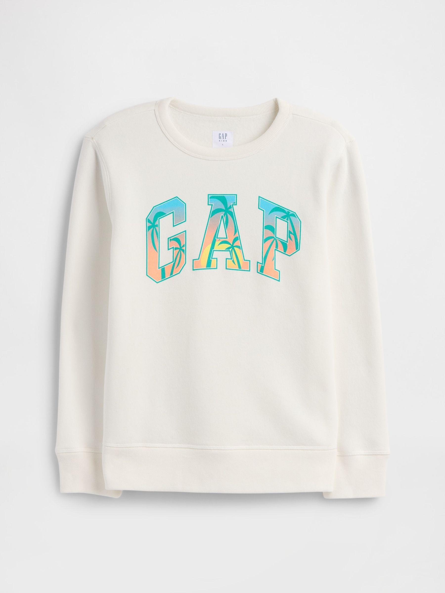 White Palm Print Logo Graphic Sweat Top - Image 1 of 3