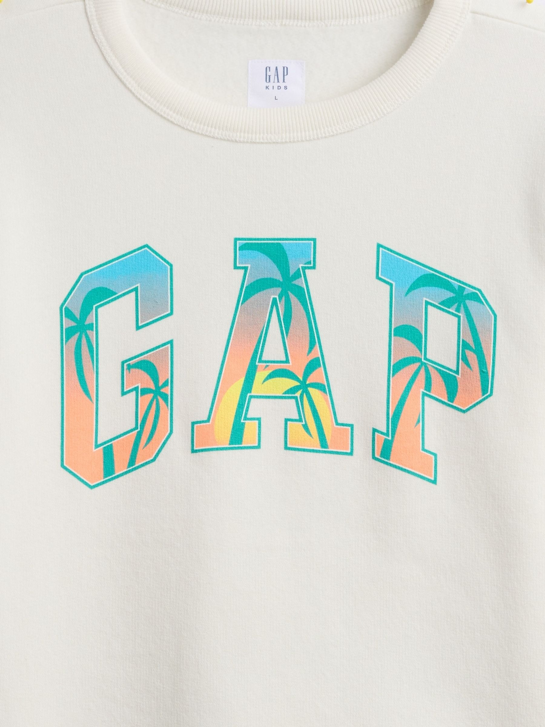 White Palm Print Logo Graphic Sweat Top - Image 3 of 3
