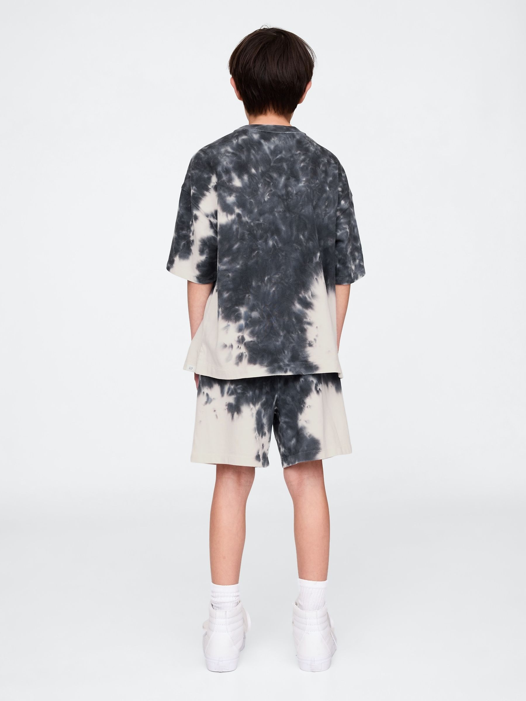 Black/White Tie-Dye 5" Washed Easy Shorts (4-13yrs) - Image 2 of 5