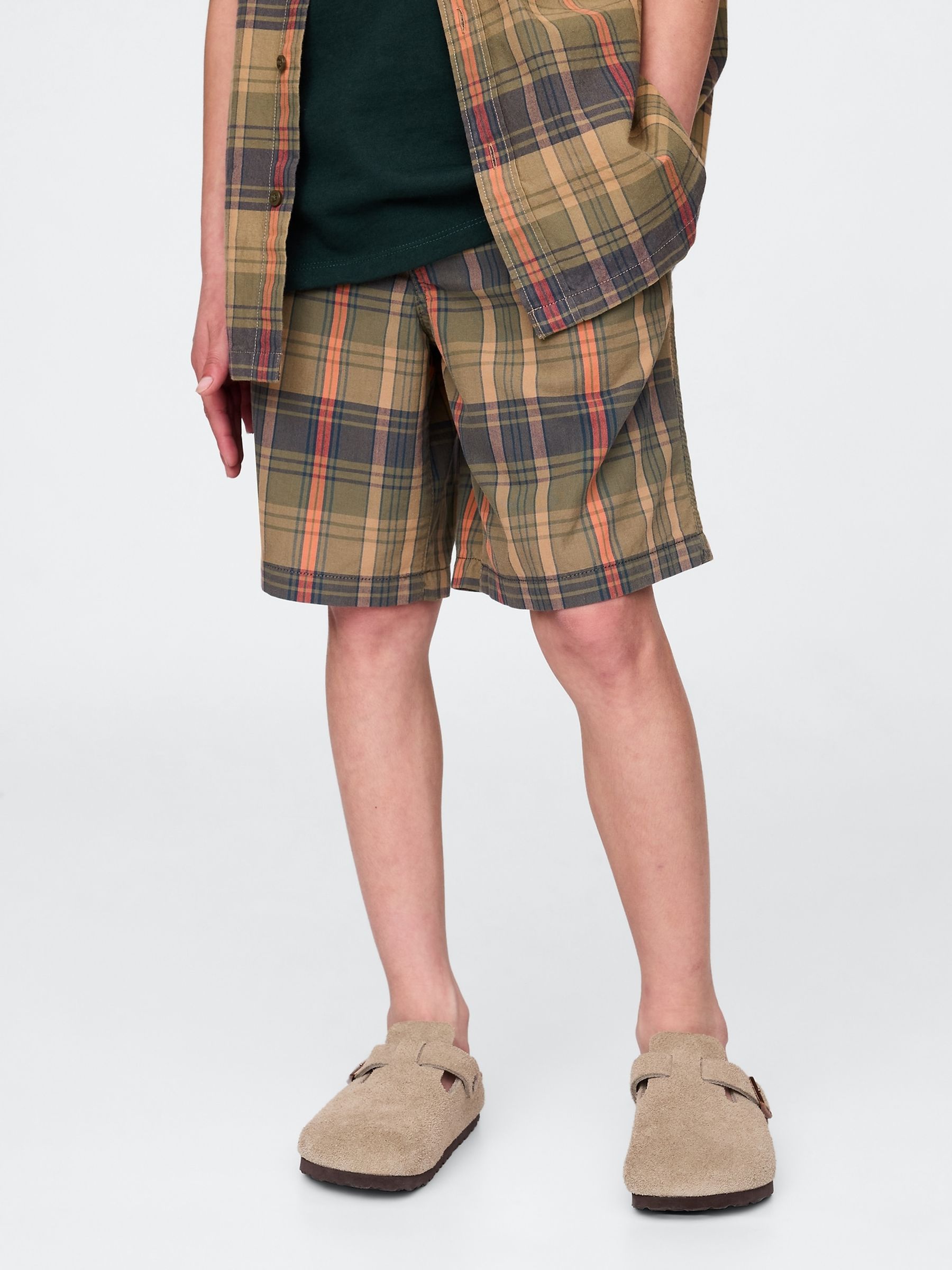 Brown Check Canvas Easy Shorts (4-13yrs) - Image 1 of 5
