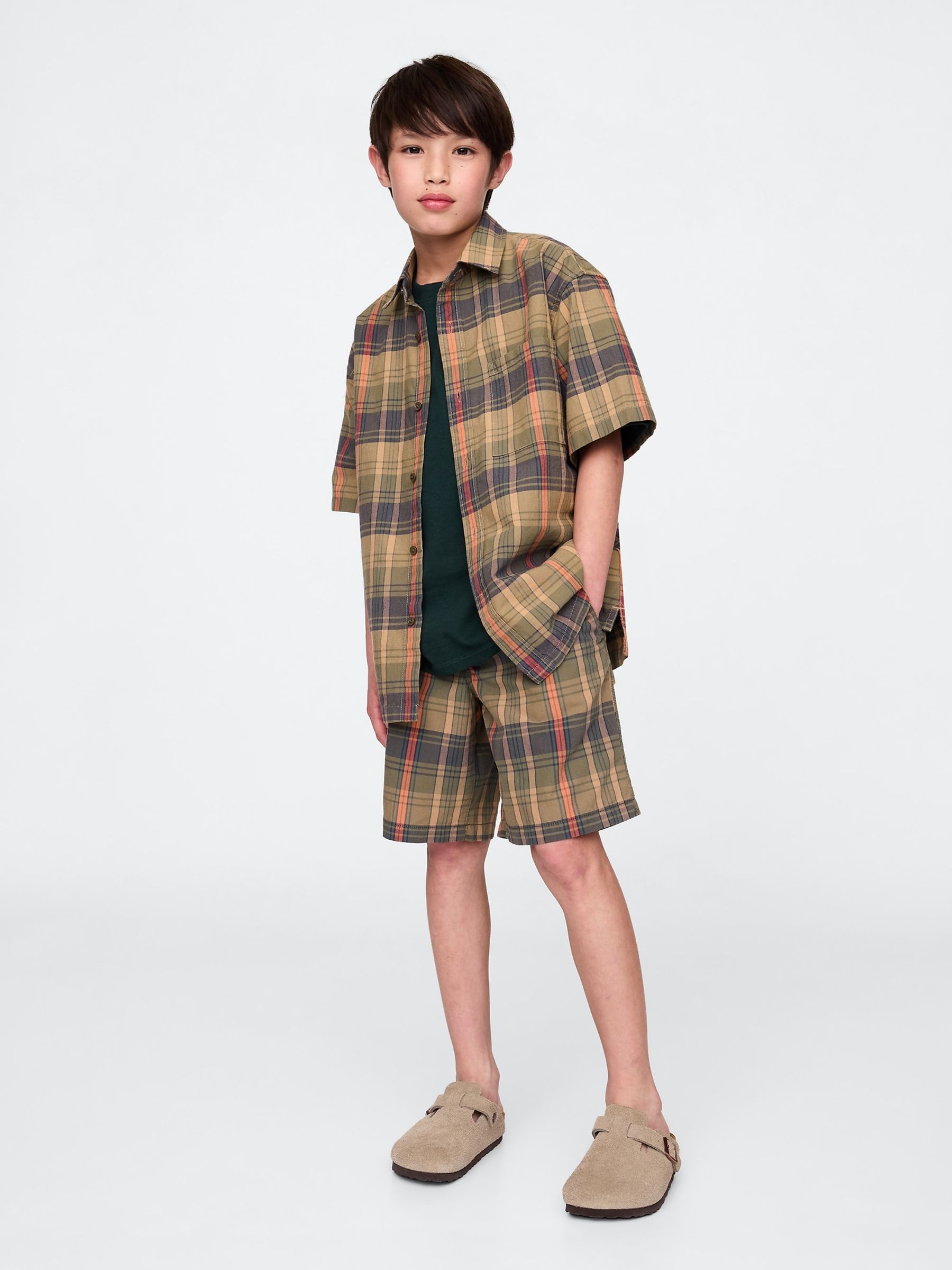 Brown Check Canvas Easy Shorts (4-13yrs) - Image 3 of 5