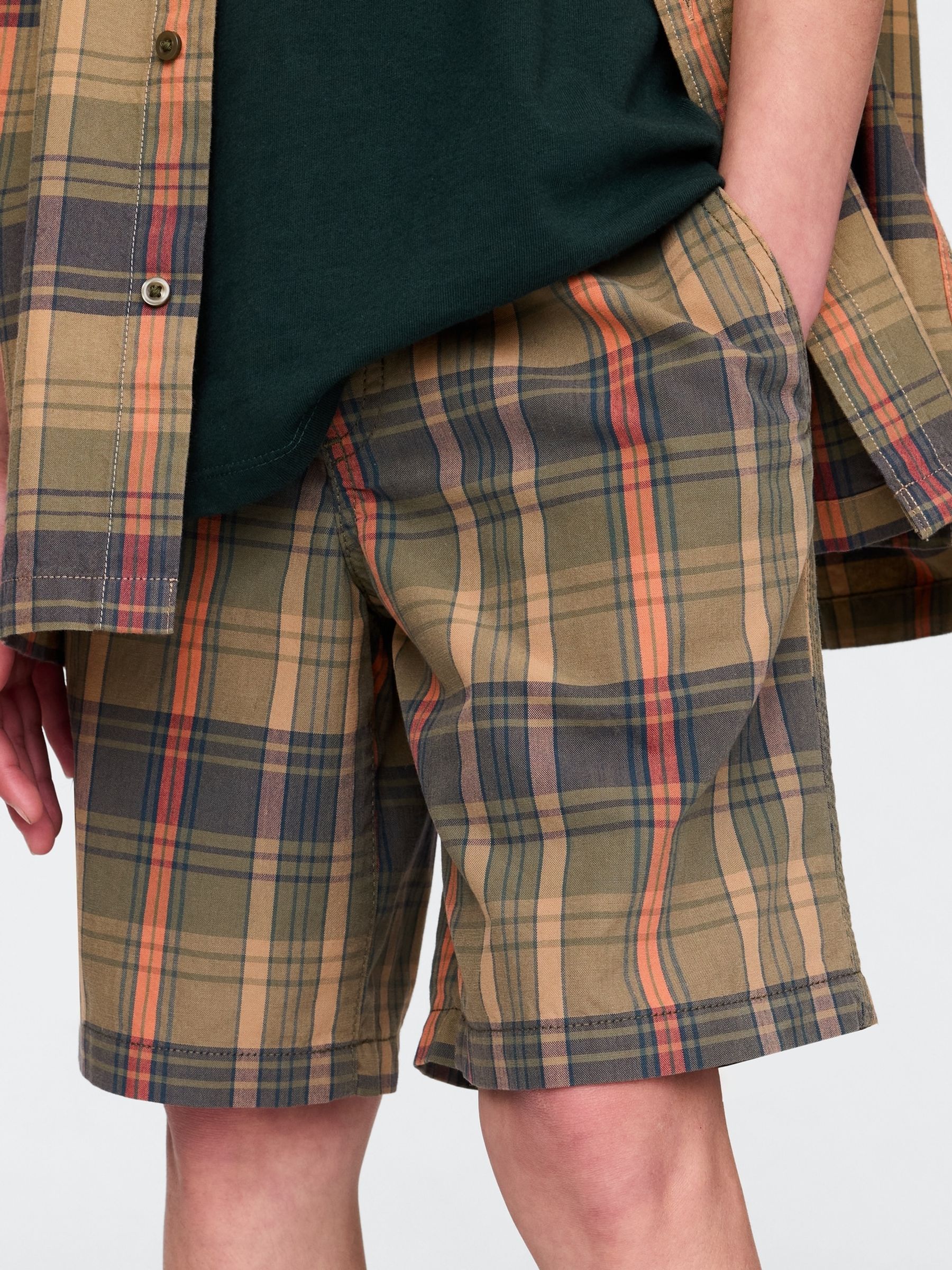Brown Check Canvas Easy Shorts (4-13yrs) - Image 4 of 5