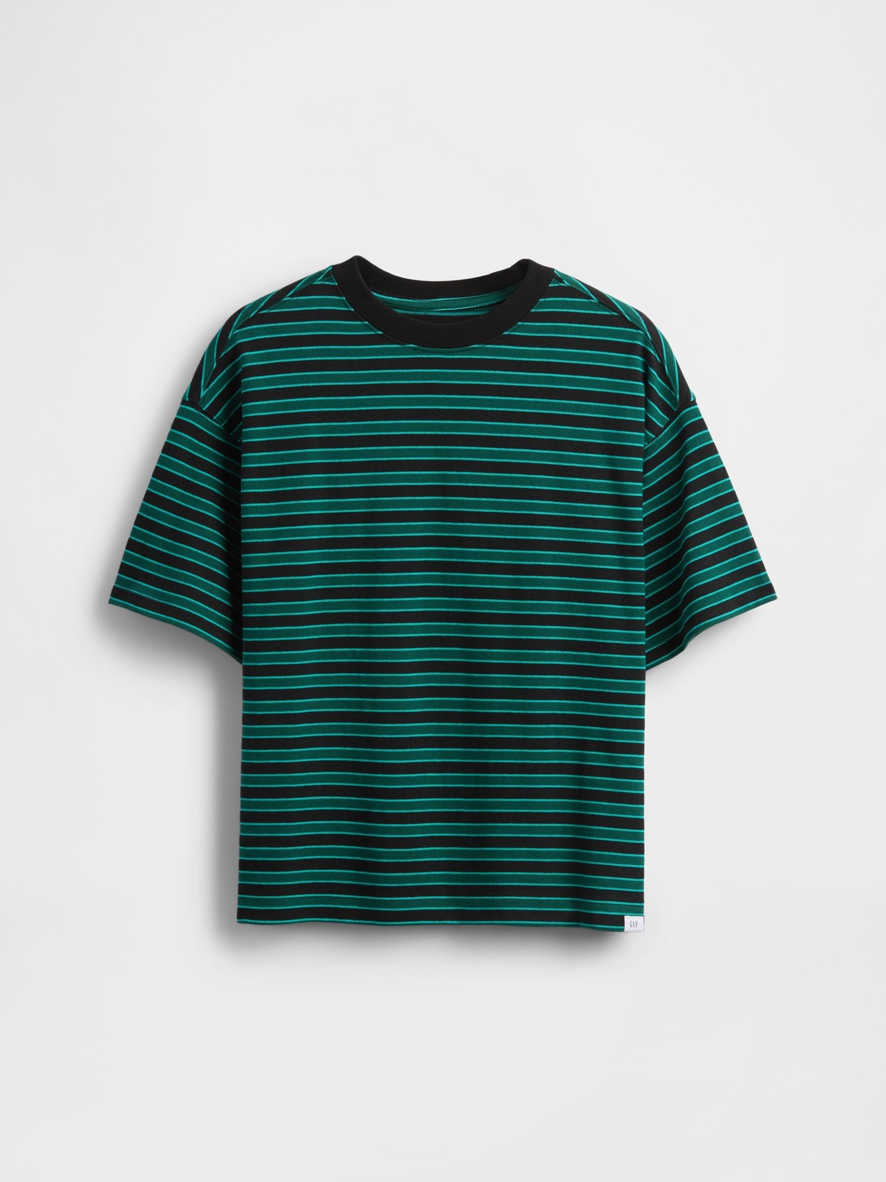 Green/Black Stripe Heavyweight Short Sleeve T-Shirt (4-13yrs) - Image 1 of 1