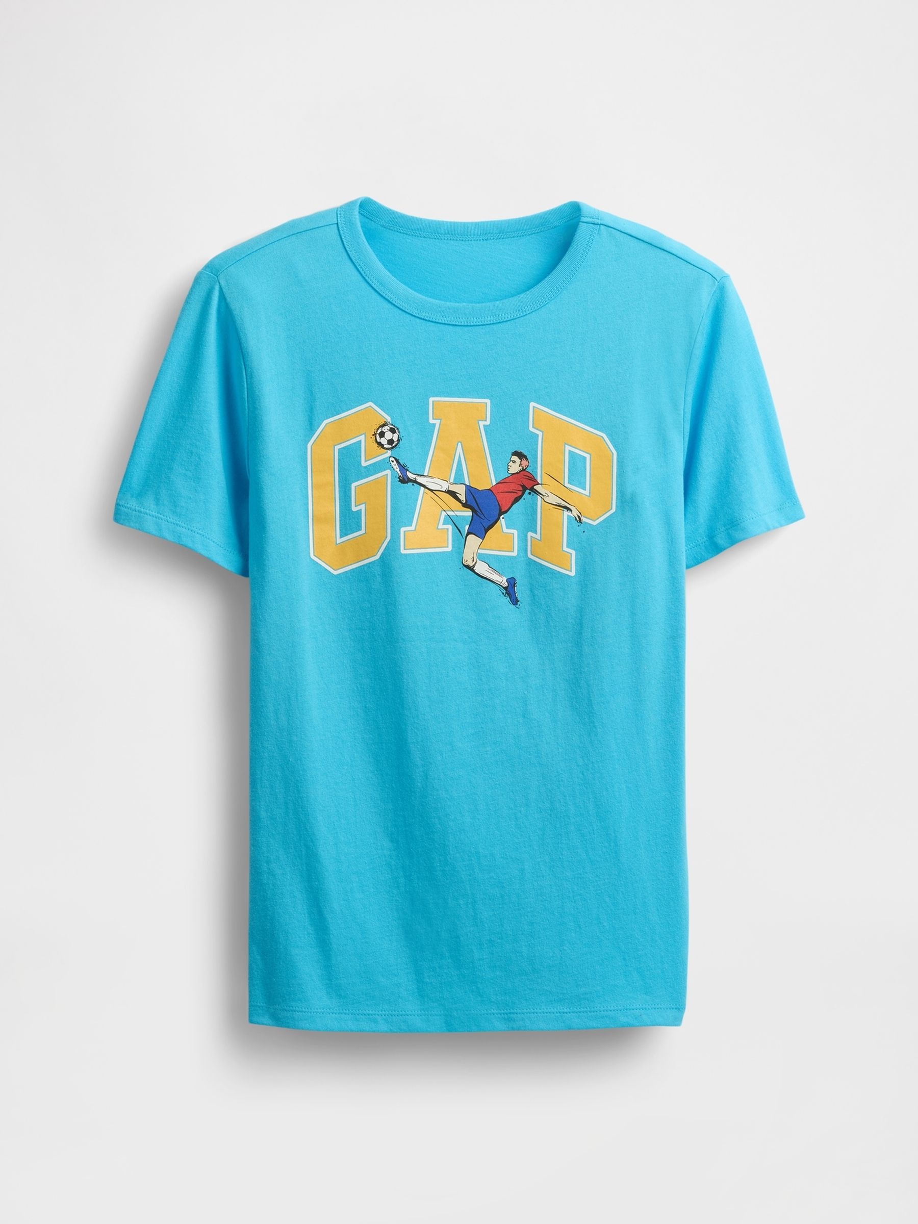Light Blue Graphic Short Sleeve Crew Neck T-Shirt - Image 1 of 2