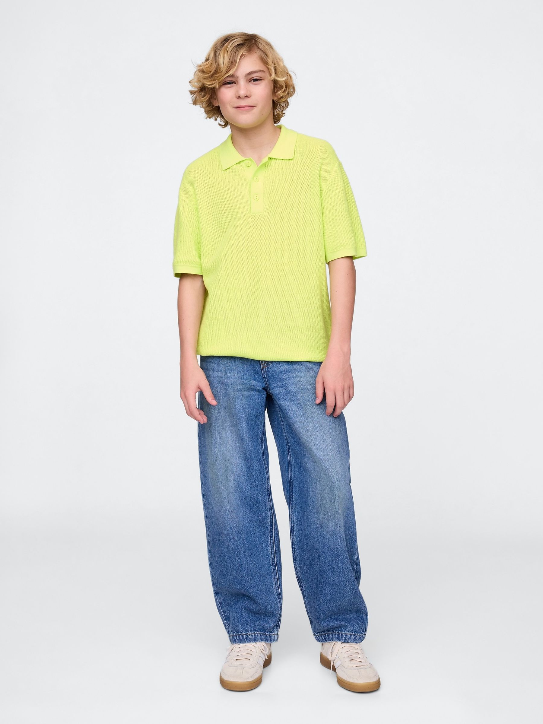 Yellow Relaxed Knit Polo Shirt (4-12yrs) - Image 3 of 5