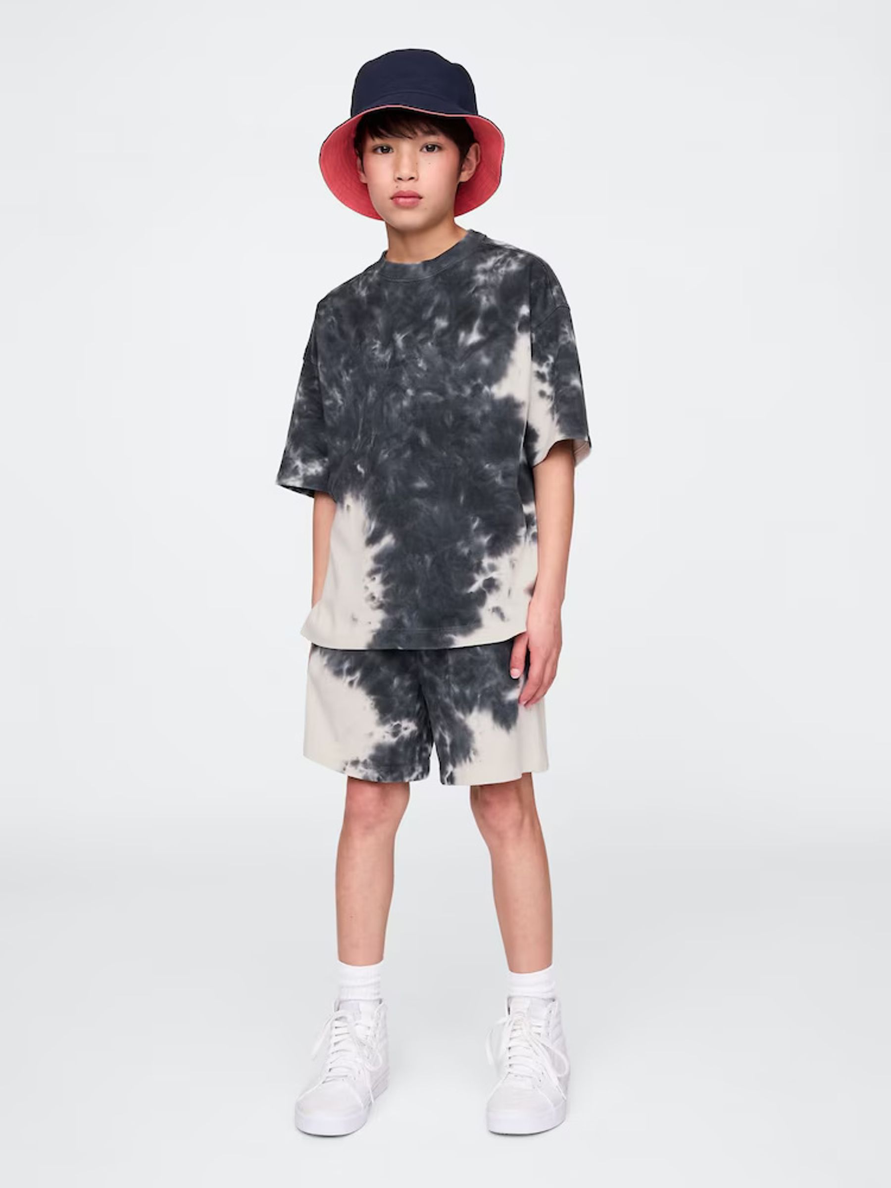 Black/White Tie-Dye Heavyweight Short Sleeve T-Shirt (4-13yrs) - Image 1 of 3