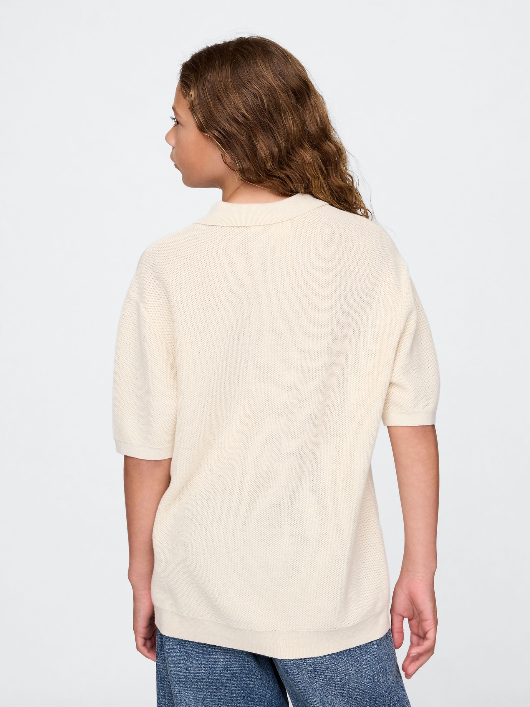 Beige Relaxed Knit Polo Shirt (4-12yrs) - Image 2 of 5