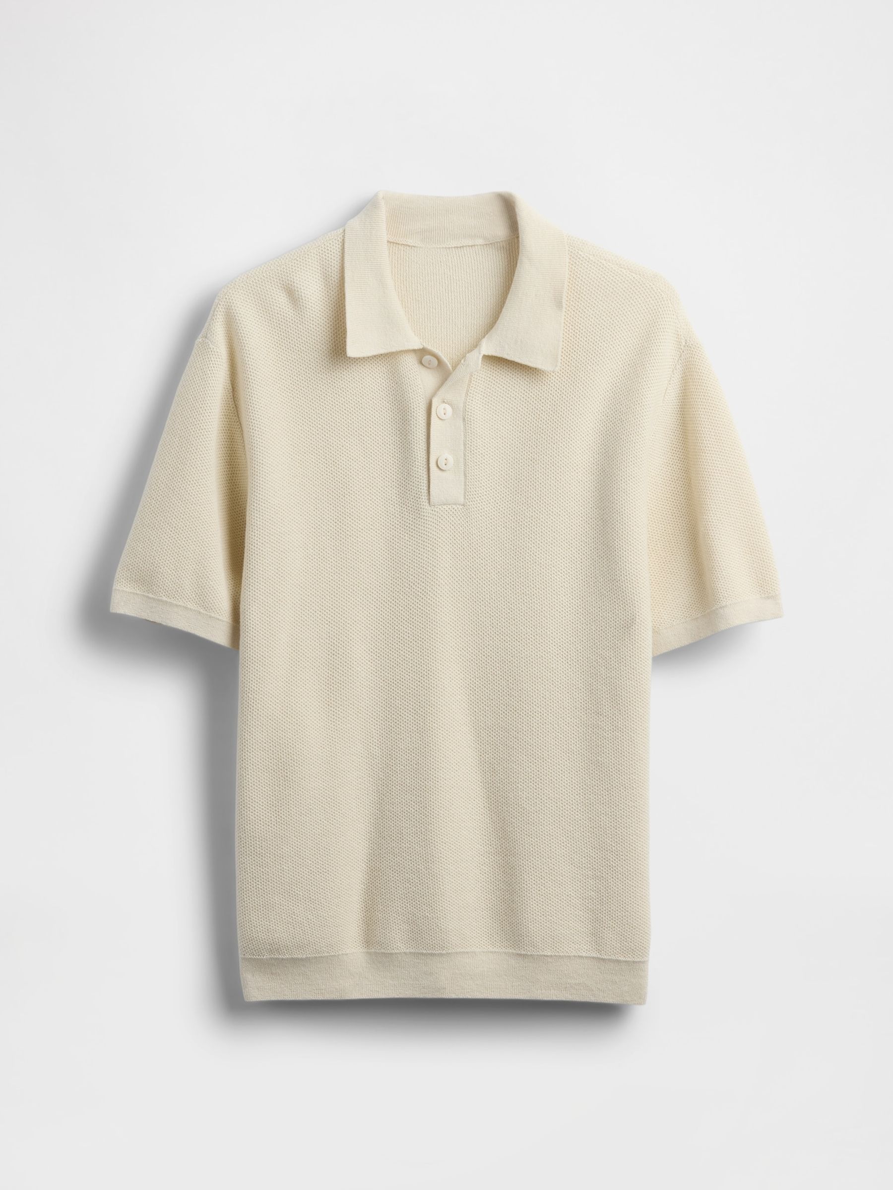 Beige Relaxed Knit Polo Shirt (4-12yrs) - Image 4 of 5
