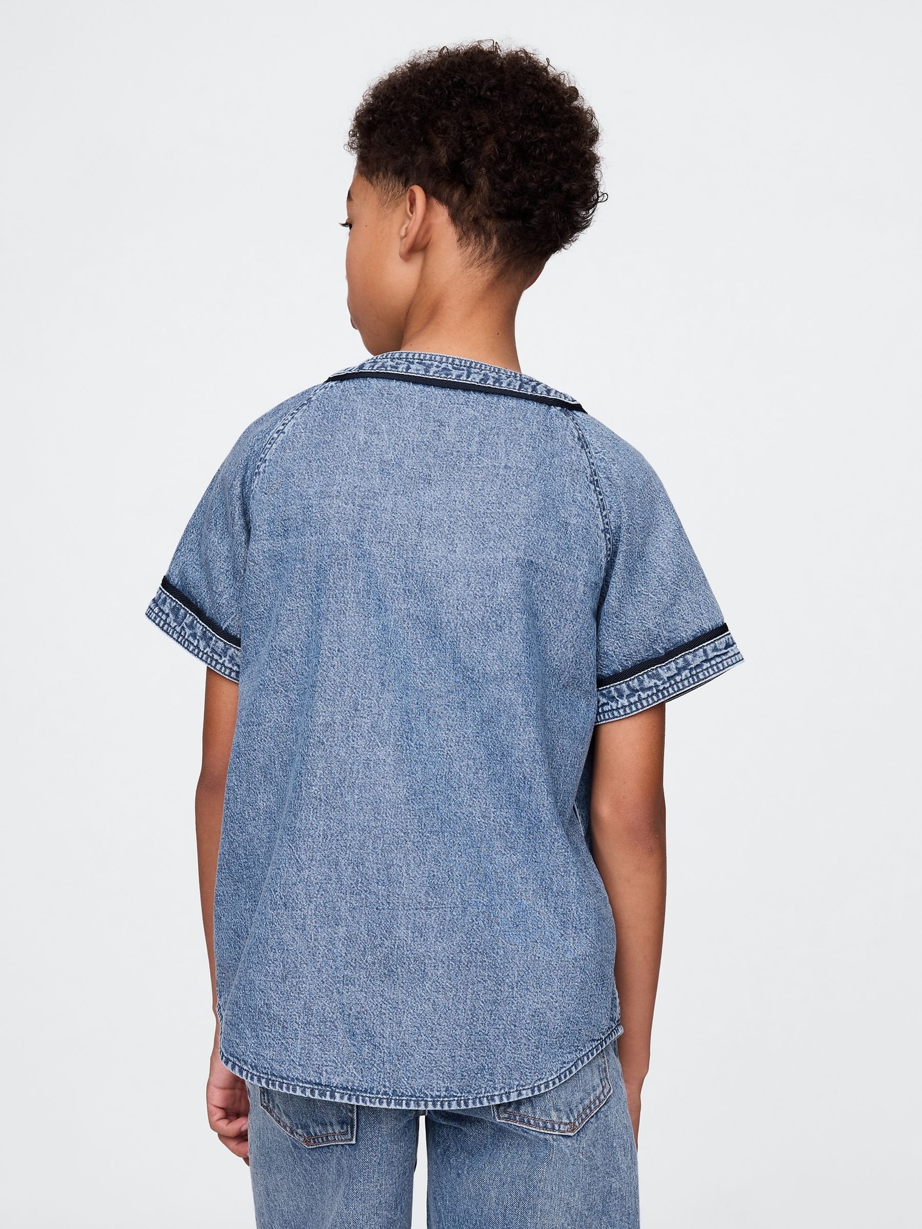 Blue Denim Logo Baseball Jersey Shirt (4-13yrs) - Image 2 of 5