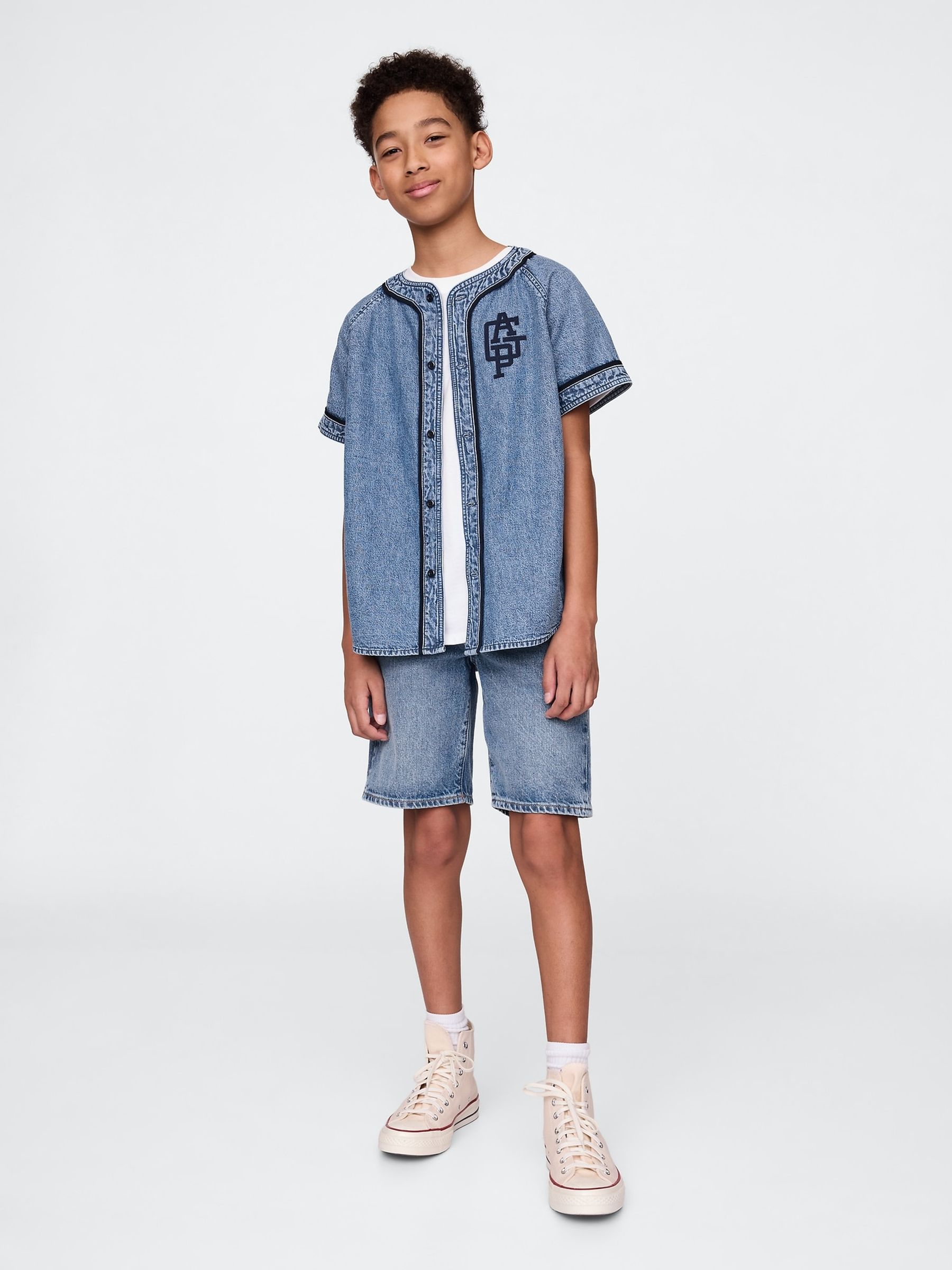 Blue Denim Logo Baseball Jersey Shirt (4-13yrs) - Image 3 of 5