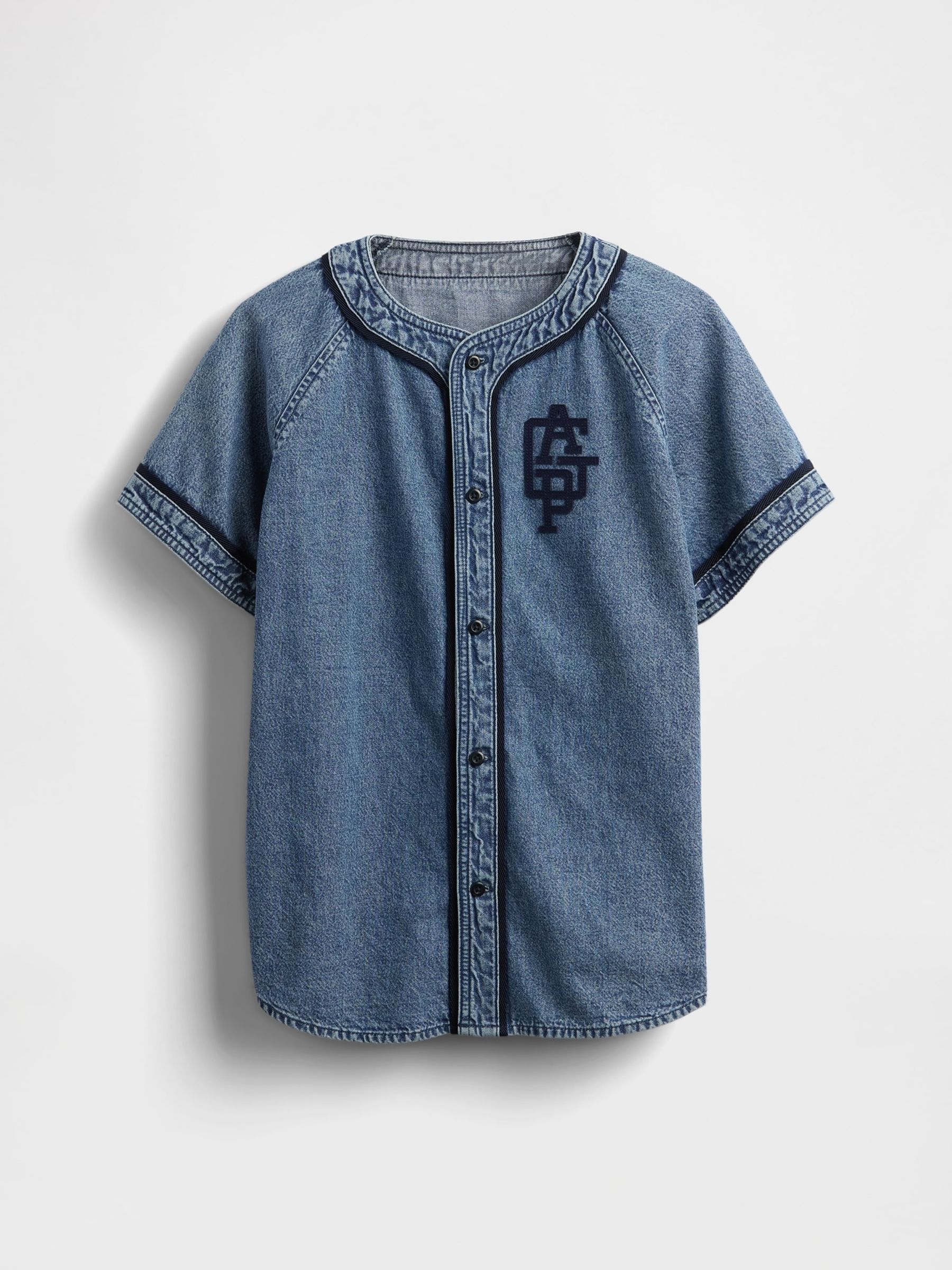 Blue Denim Logo Baseball Jersey Shirt (4-13yrs) - Image 4 of 5