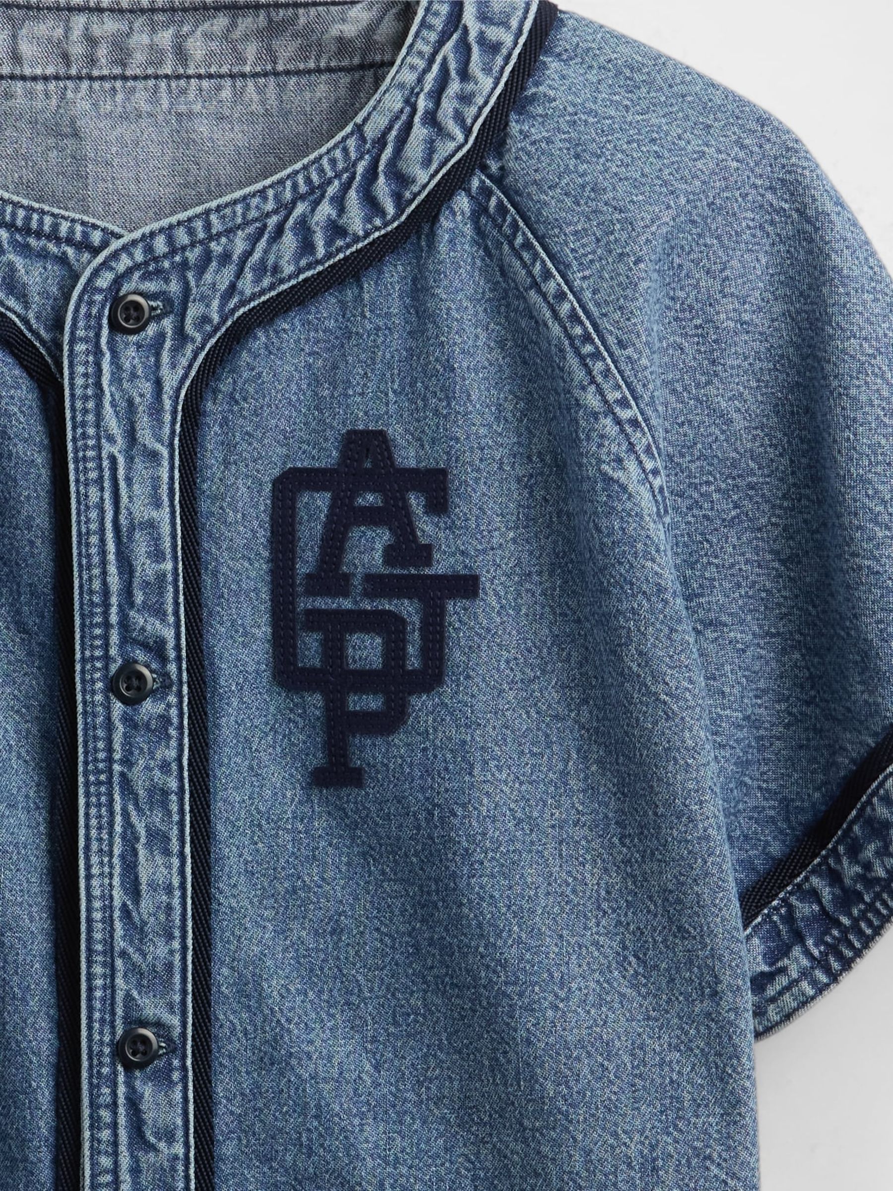 Blue Denim Logo Baseball Jersey Shirt (4-13yrs) - Image 5 of 5