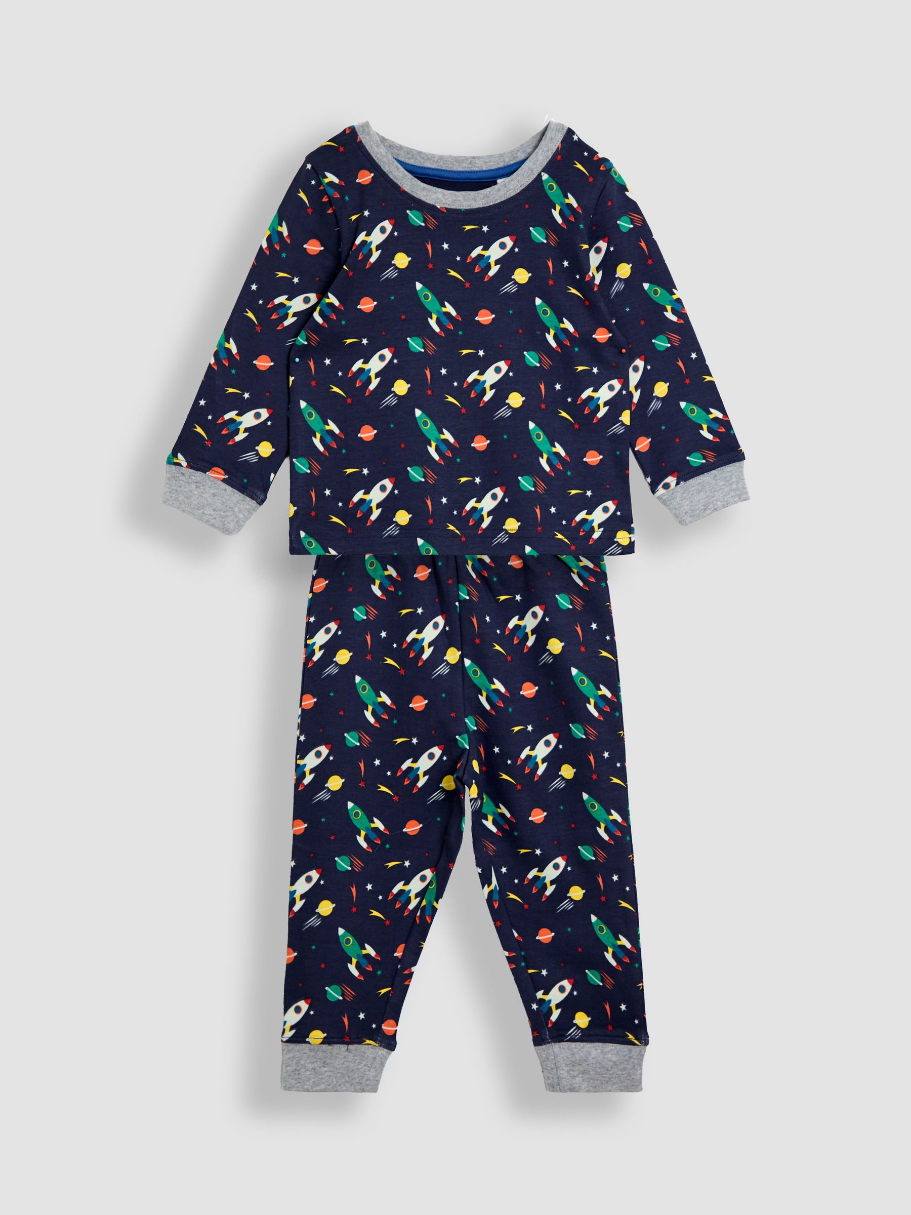 Navy Space Print Glow In The Dark Jersey Pyjamas - Image 2 of 6