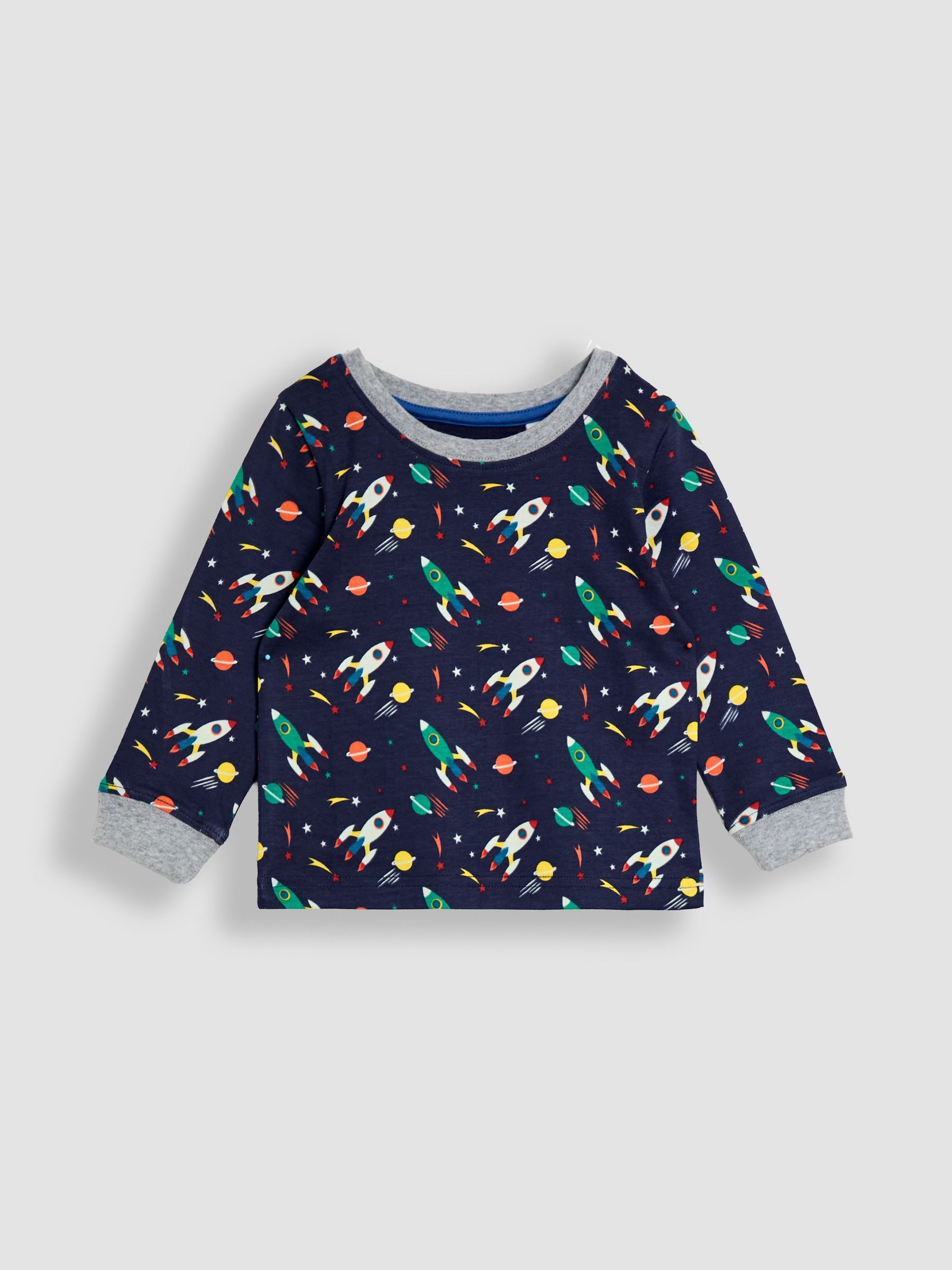 Navy Space Print Glow In The Dark Jersey Pyjamas - Image 3 of 6