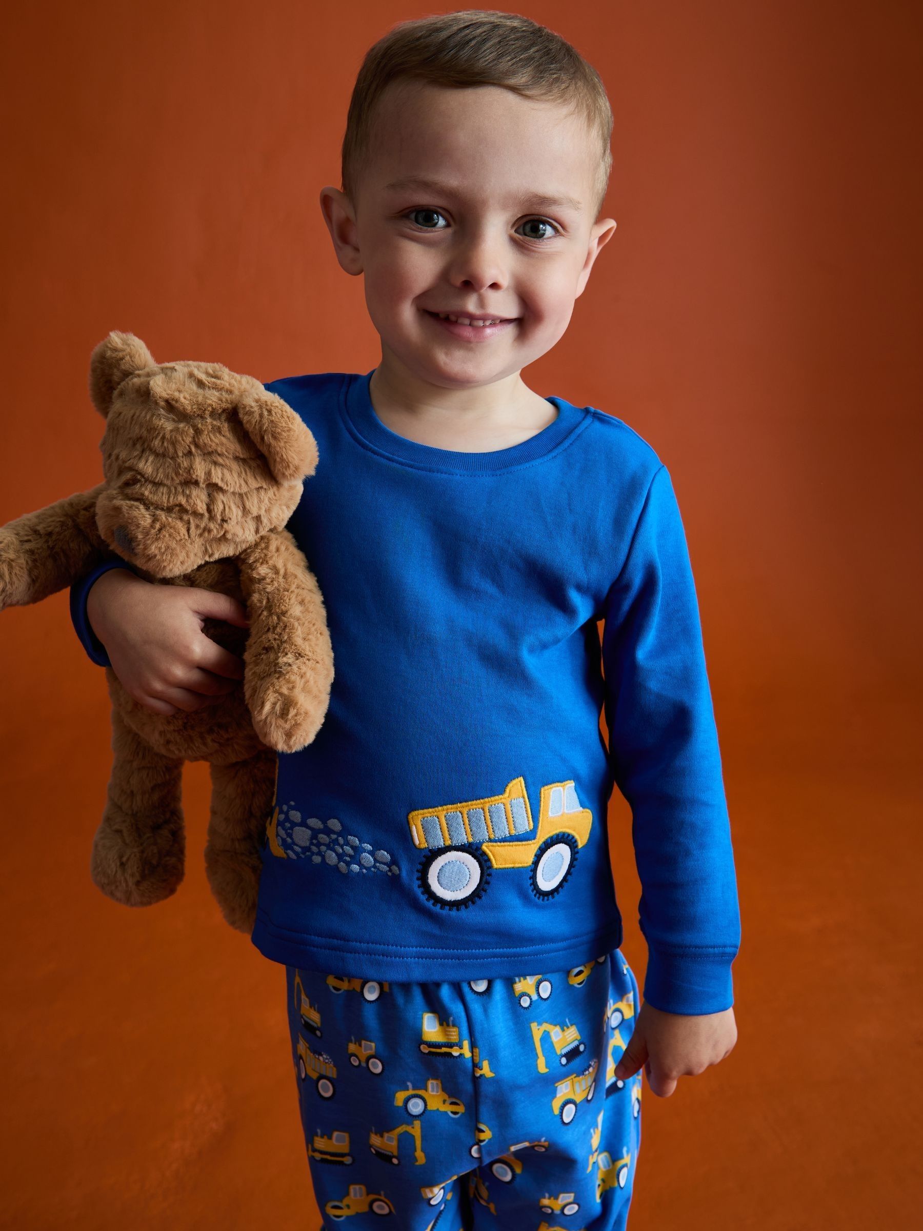 Blue Construction Print Glow In The Dark Jersey Pyjamas - Image 11 of 11